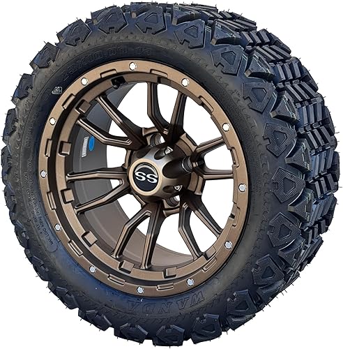 Vista 12 de Juego de 4 ruedas y neumáticos para carrito de golf Phantom en negro brillante de 14 pulgadas, neumáticos todoterreno de 23x10-14, certificación 14