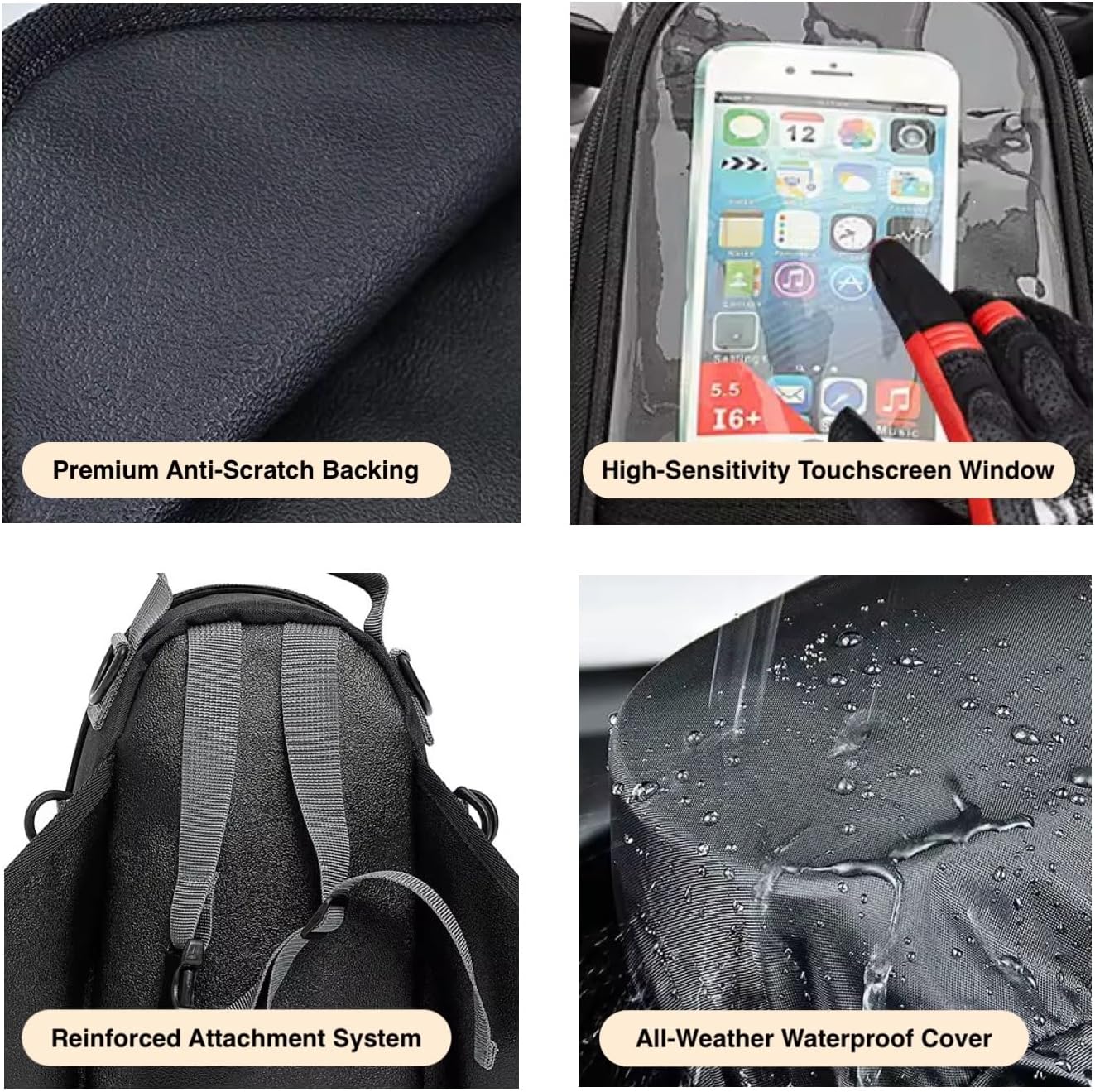 Keiti Magnetic Tank Bag for Motorcycles Universal Phone Holder Water Resistant Gas Tank Pouch (TB-02K)