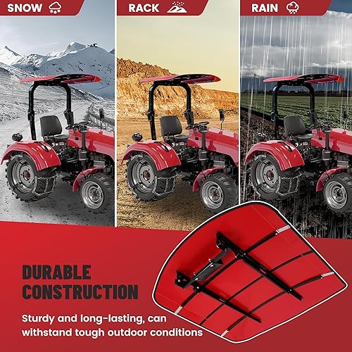Miniatura 3 de ECOTRIC Toldo de tractor para ROPS de 48-38 x 48-38 pulgadas, toldo rojo para paraguas de tractor y cortacéspedes (añadirá aproximadamente 4