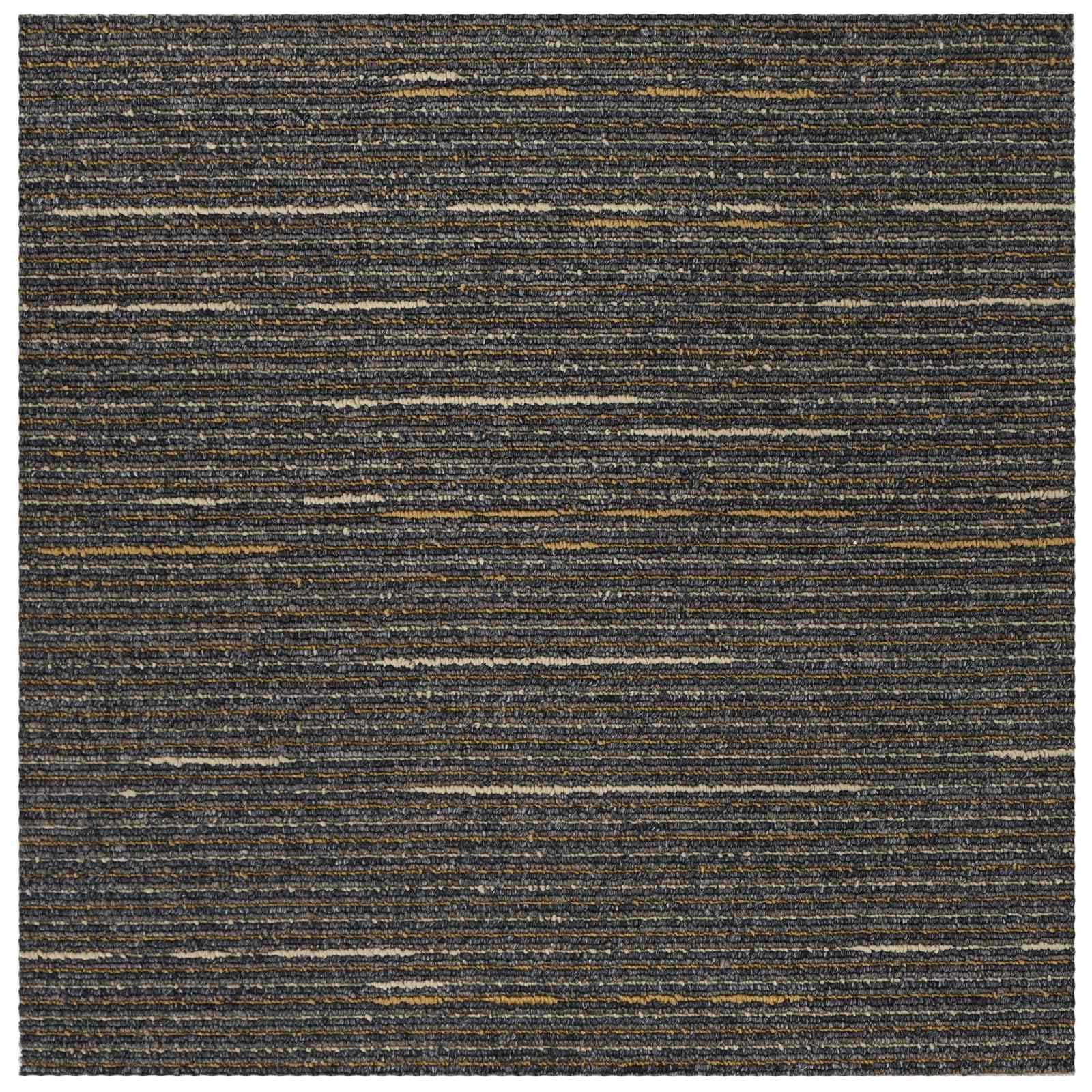 Teppichfliese Gestreift Hellbraun 50 x 50 cm 20 Stück, PP und Bitumen, Loop-Pile, 6 mm, Innenbereich, bodenbelag für Schlafzimmer und Wohnzimmer, trittschalldämmung, renovieren