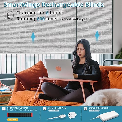 Miniatura 2 de SmartWings Persianas inteligentes motorizadas con control remoto, persiana enrollable opaca automática que funciona con hilo Alexa Homekit Google