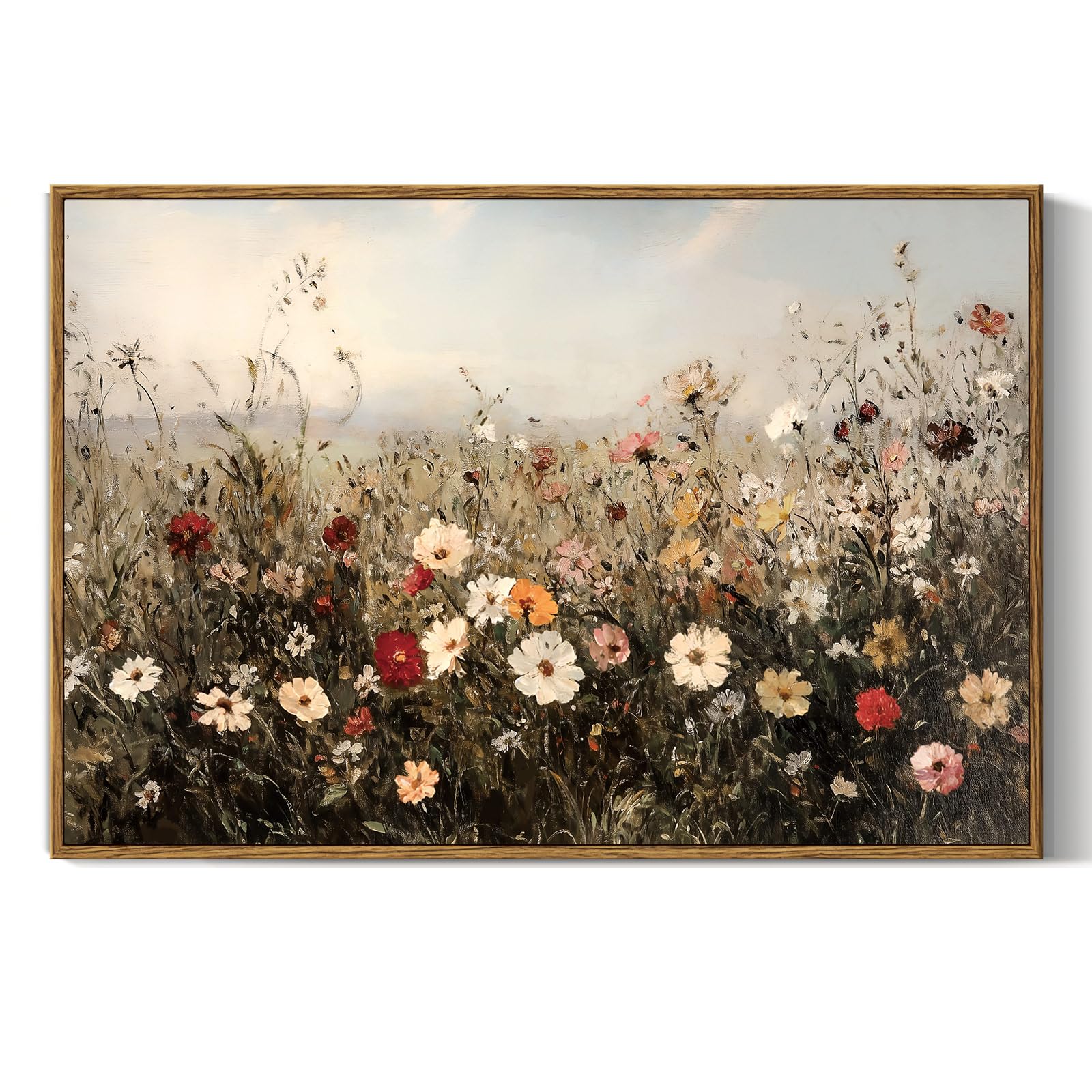 InSimSea Framed Wall Art for Living Room Retro Flower Canvas Art Wall Decor Bedroom Artwork Farmhouse Oil Paintings Pictures Prints Rustic Gallery Boho Vintage Floral Botanical Office 16x24In — image 1