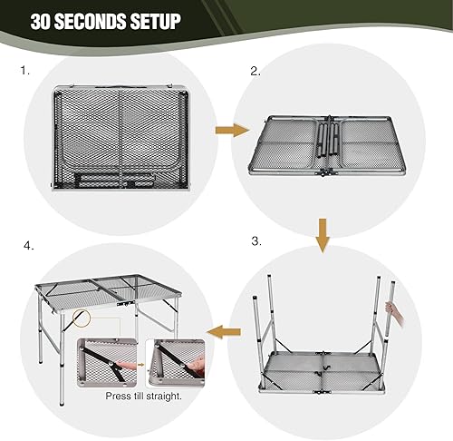 Miniatura 54 de REDCAMP Mesa plegable de 36 x 24 pulgadas para exteriores, mesa de parrilla ligera y portátil de aluminio de metal para exteriores con patas de Negro