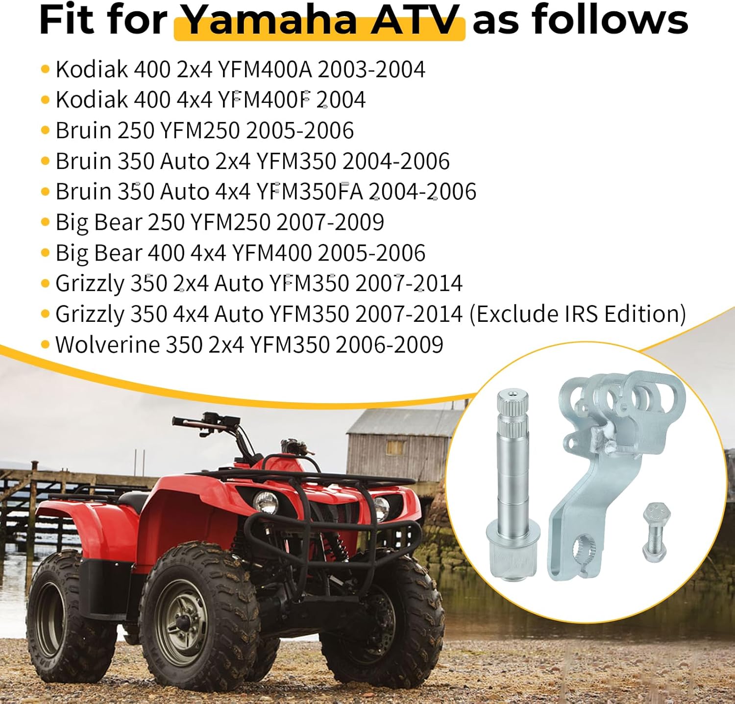 Rear Brake Camshaft & Camshaft Lever For Yamaha Kodiak 400 YFM400A/F Bruin 250 350 YFM250 YFM350/FA Big Bear 250 400 YFM250 YFM400 Wolverine 350YFM350 2003-2009 Grizzly 350 Auto YFM350 2003 2007-2014