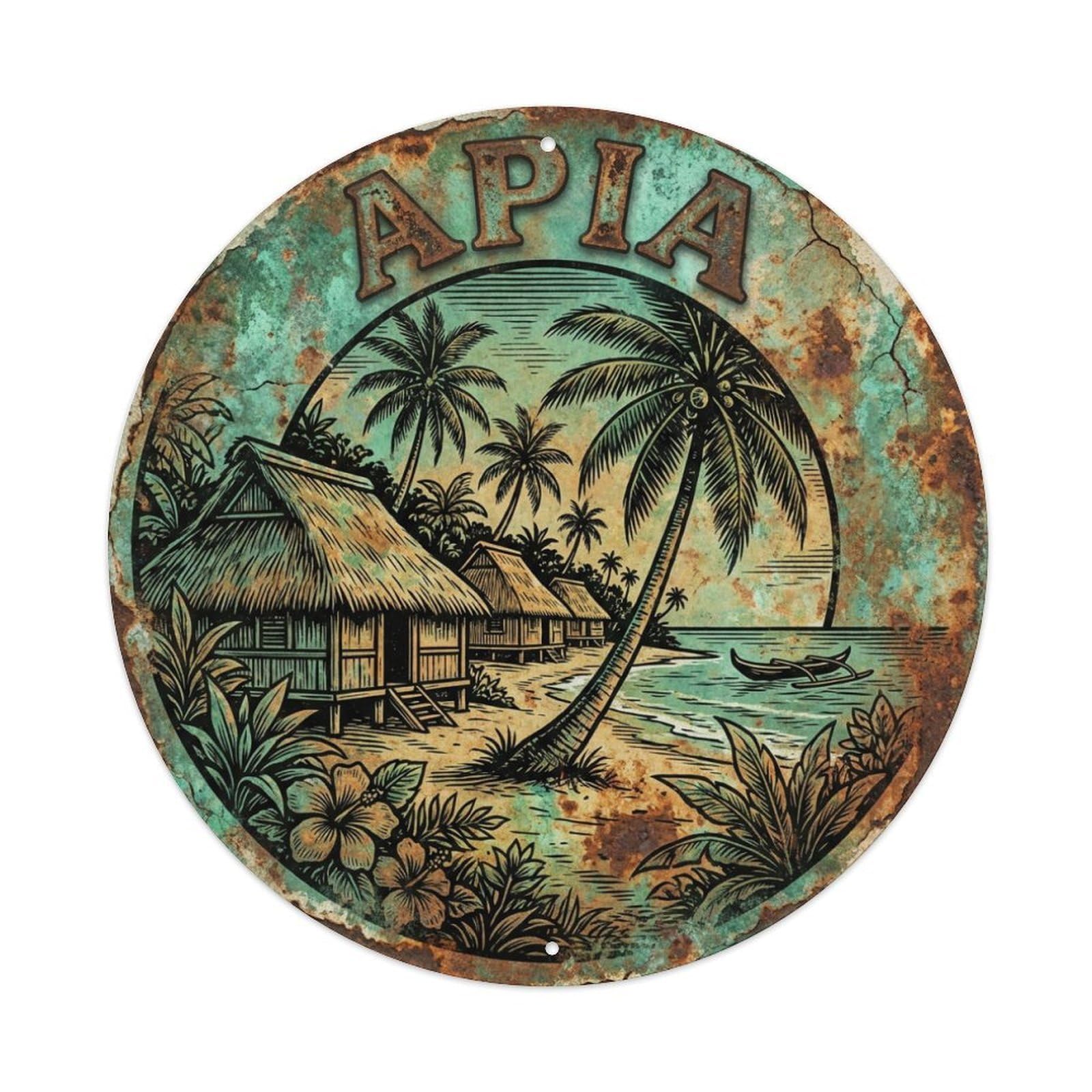 Vintage Travel Samoa Apia Metal Tin Sign