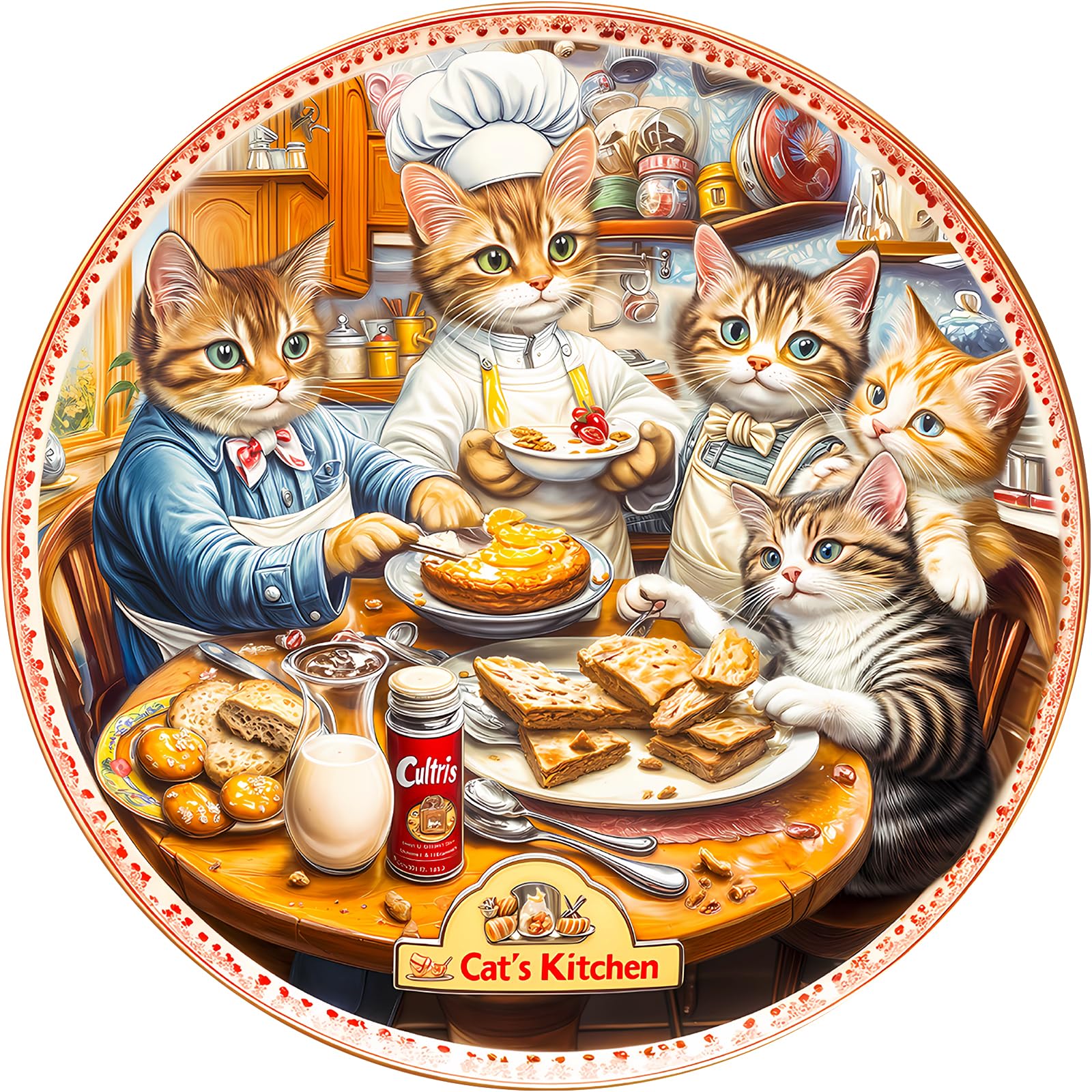 WOODBESTS 1000 Piece Puzzles for Adults, 26.6 * 26.6 in Cat's Kitchen Blue Card Puzzle for Adults, 1000 Pieces Jigsaw Puzzles for Christmas Birthday Gifts, Adult Puzzle Games