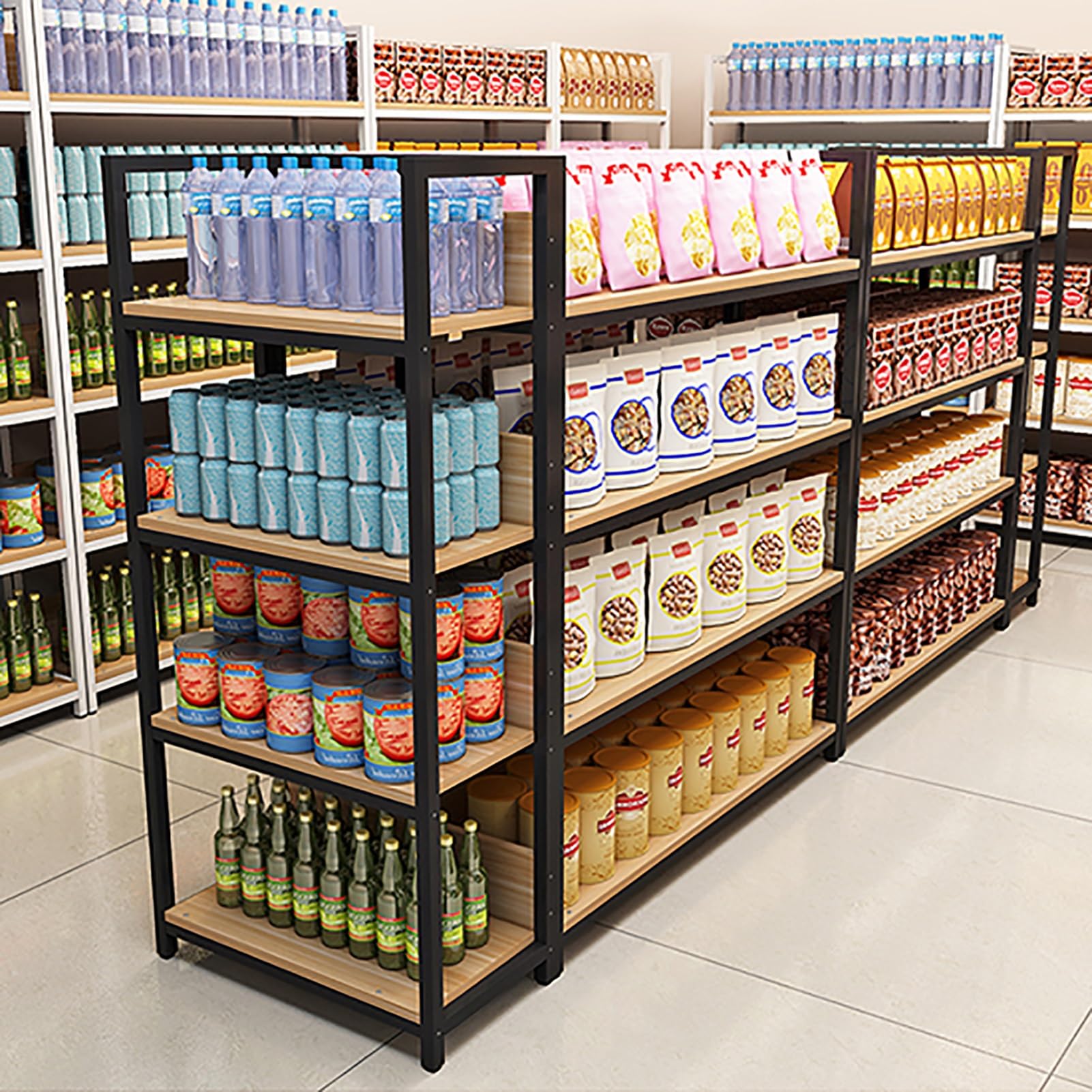 XingLi Garage Shelving Heavy Duty Storage Shelves 4 Tier Heavy Duty Shelving Adjustable Garage Shelves for Basement, Warehouse, Commercial, Easy Assemble(Black,L-260CM)