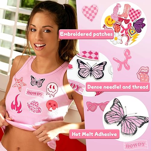 Miniatura 3 de 16 parches hippie para planchar vintage, parches bordados, parches de reparación de signos de paz, accesorios retro de manualidades para ropa,