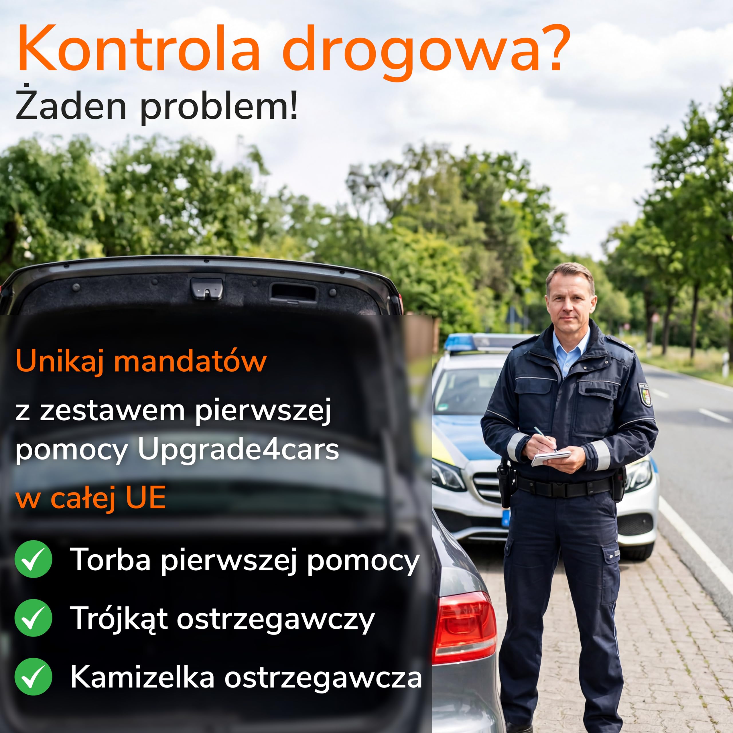 2 x Upgrade4cars Apteczka Samochodowa 2026 z Trójkątem Ostrzegawczym i Kamizelką Odblaskową Zgodna z Normą DIN 13164 Ważna w Całej Europie Zestaw Pierwszej Pomocy Wyposażenie Auta