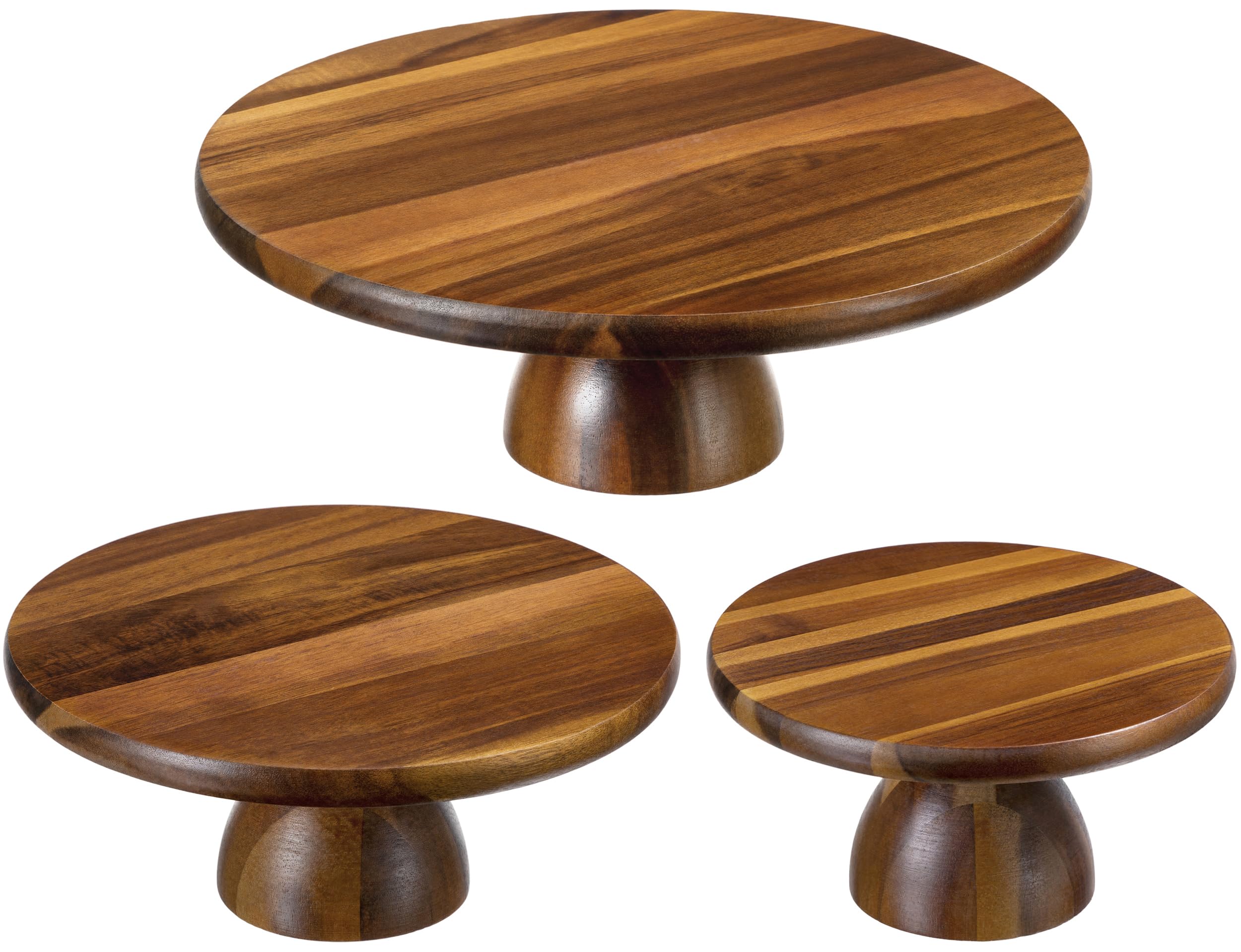 Photo 1 of HBlife 3 PCS Acacia Wood Cake Stand Set (8"/10"/12" Plate), 2-in-1 Cake Holder and Charcuterie Board with Built-in Dip Bowl, Dessert Table Display Set, Decorative Tray for Home Decor