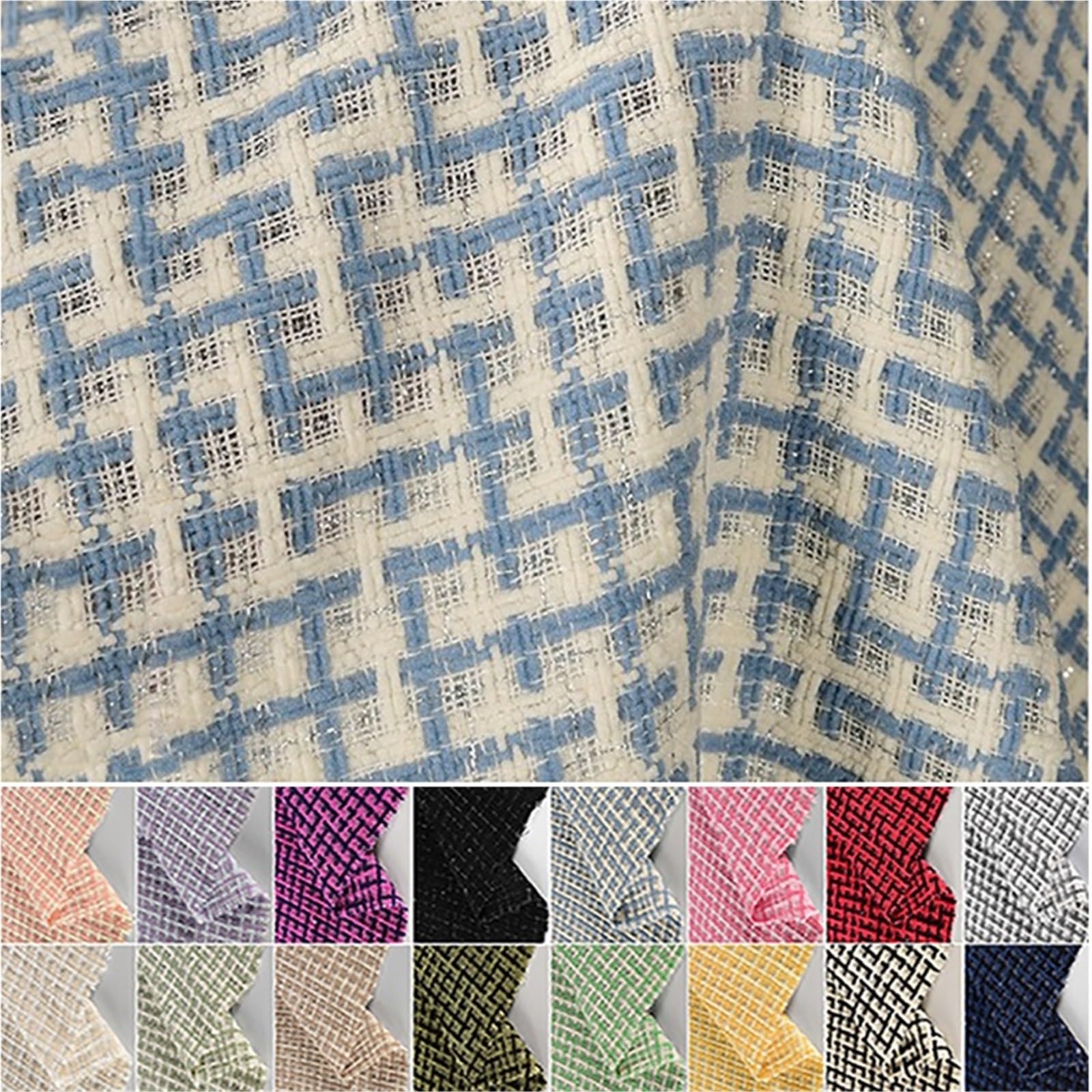 Tradycyjna tkanina tweedowa, Tweed Chenille Fabric Multicolor Plaid 1m x 1.5m(Color-10)