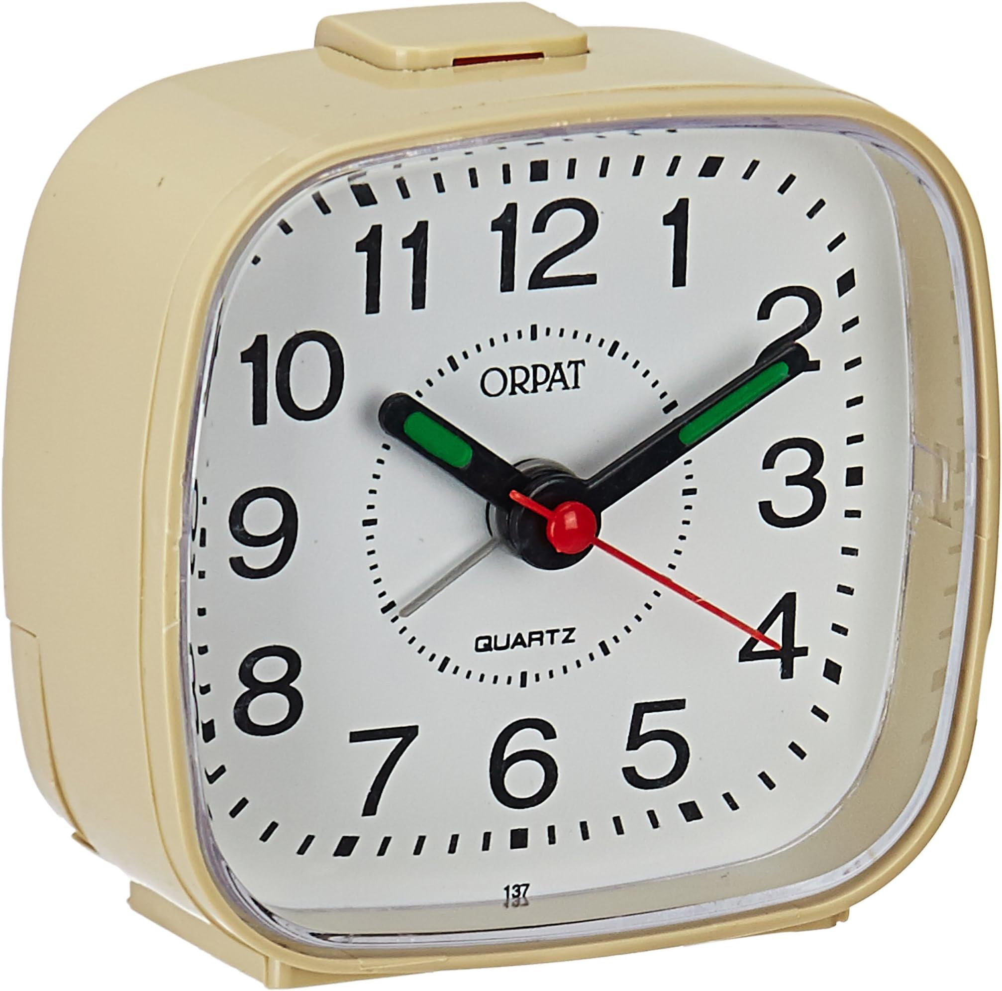 Orpat Plastic Beep Alarm Analog Clock (Apricot, Small, 7.18 cm x 3.3 cm x 6.8 cm, TBB-137)