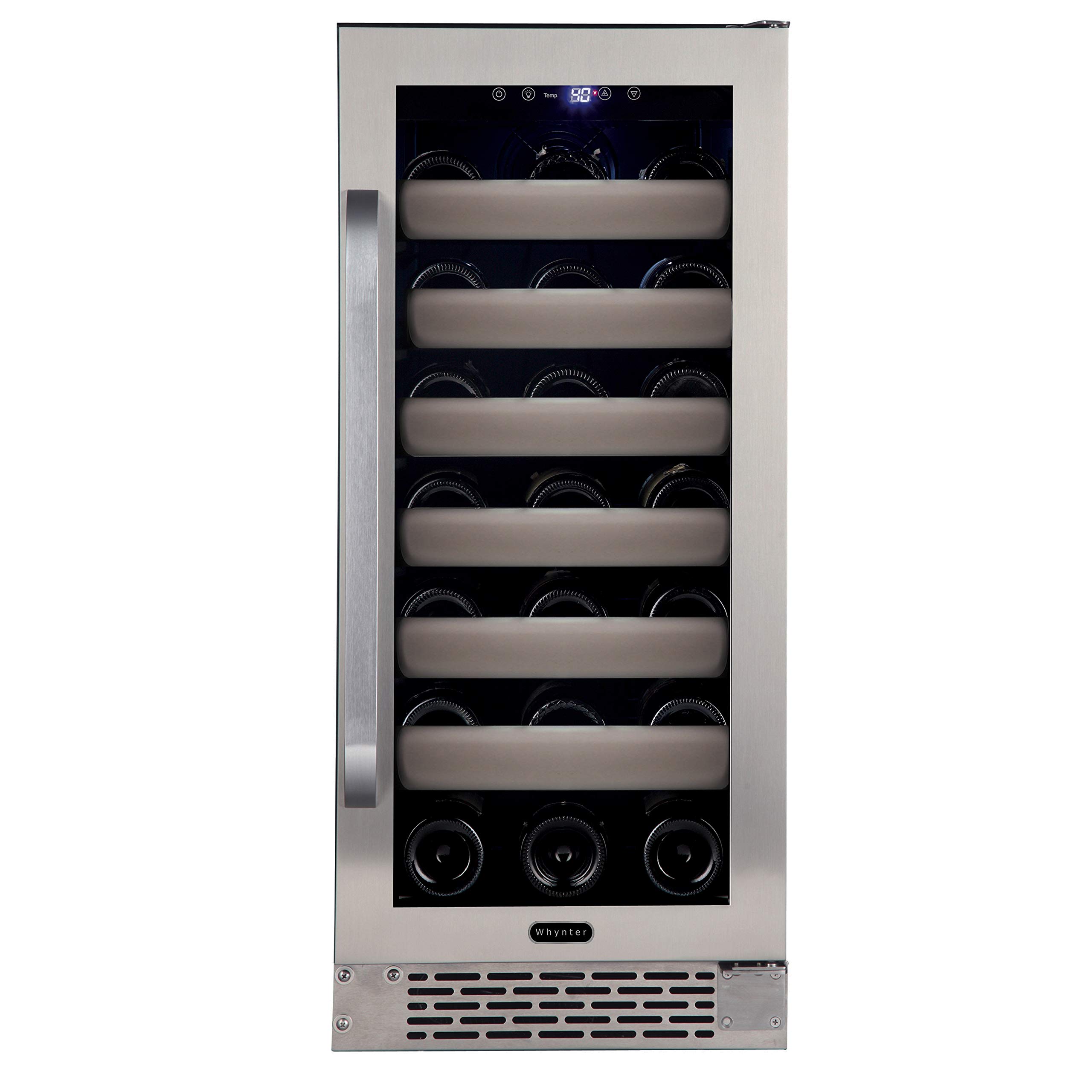 Whynter BWR-331SL Elite 33 Bottle Seamless Door Single Zone, Stainless Steel/Black Built-in Wine Refrigerator
