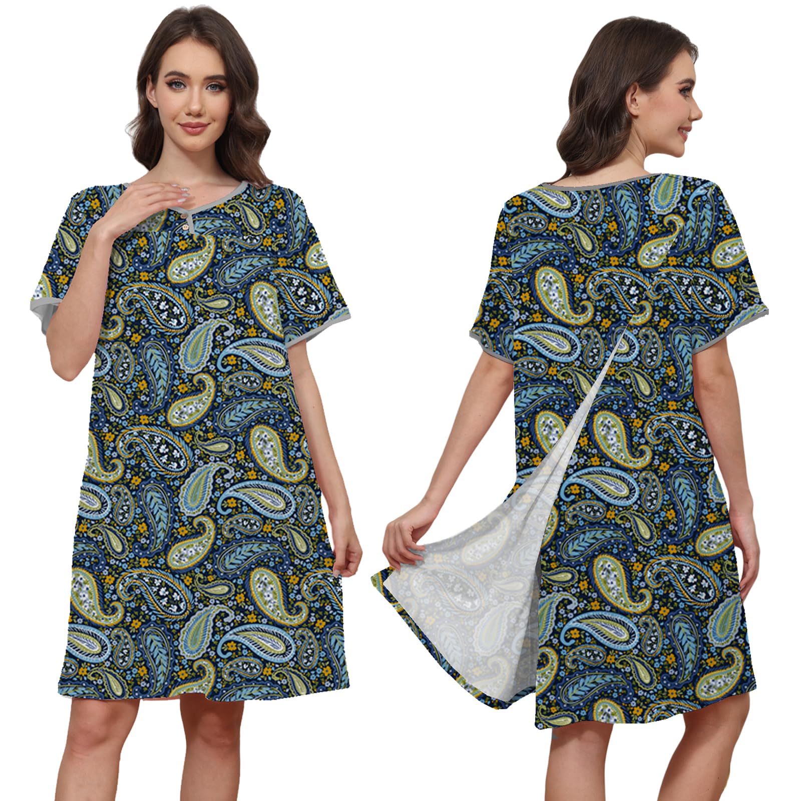 Hospital Gowns for Women Open Back Snap Post Shoulder Surgery Gown