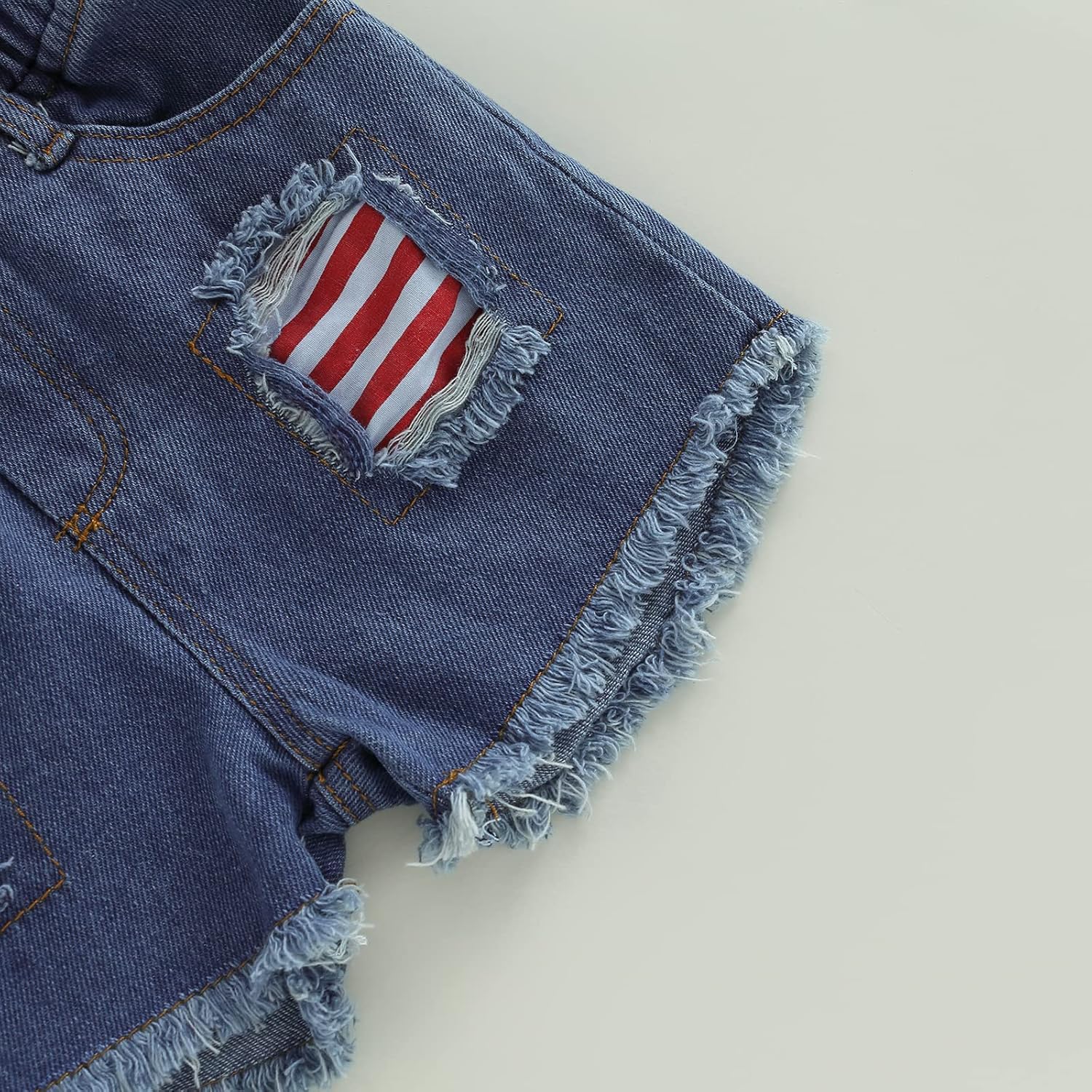 Userdefined 4th of July Baby Girl Outfit Toddler American Flag Flutter Sleeve Shirt Shorts Set Fourth of July Summer Clothes