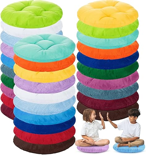 Miniatura 100 de Fumete 8 cojines redondos de piso de 16 pulgadas para niños y niños pequeños, cojín de suelo flexible para muebles de aula, para el hogar, Azul real