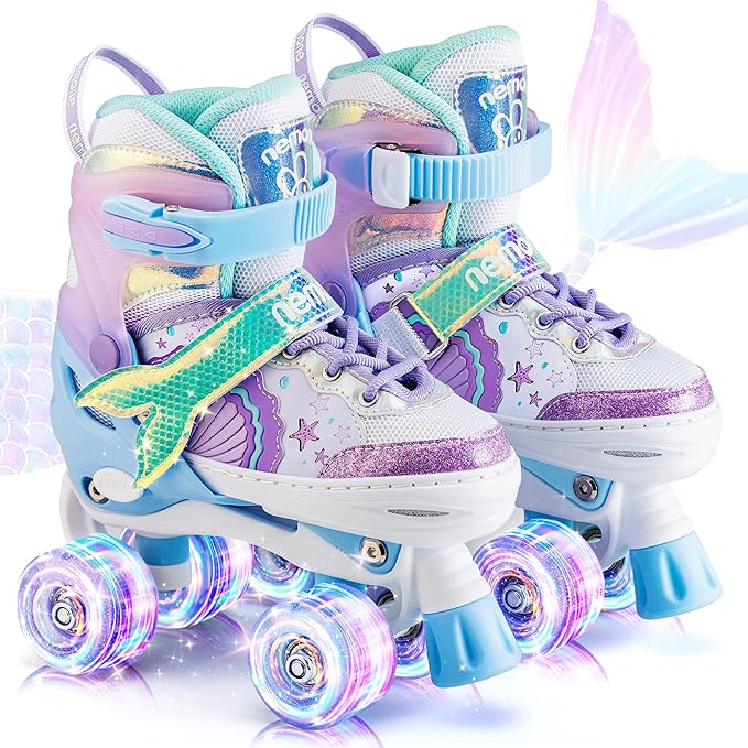 <strong>NEMONE Purple Blue Adjustable Skates For Girls</strong>