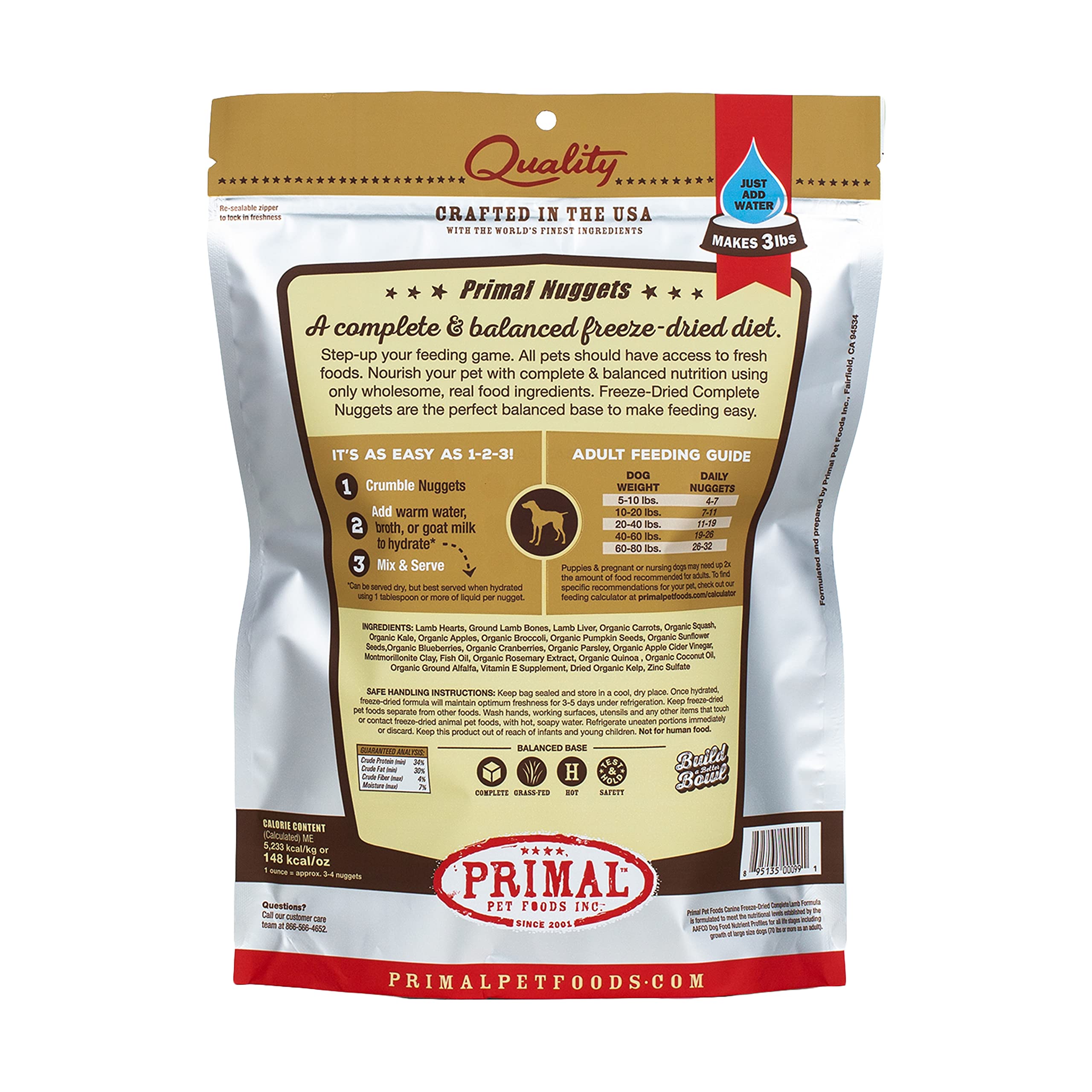 Buy Primal Freeze Dried Dog Food Nuggets Lamb Formula, Crafted in The