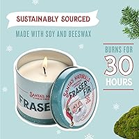 Vista 5 de Santa's Naturals Fraser Fir Christmas Candle for Holidays & Gifts, Fresh Cut Tree Scent, Soy & Beeswax Blend, 30+ Hour Burn, 9 oz