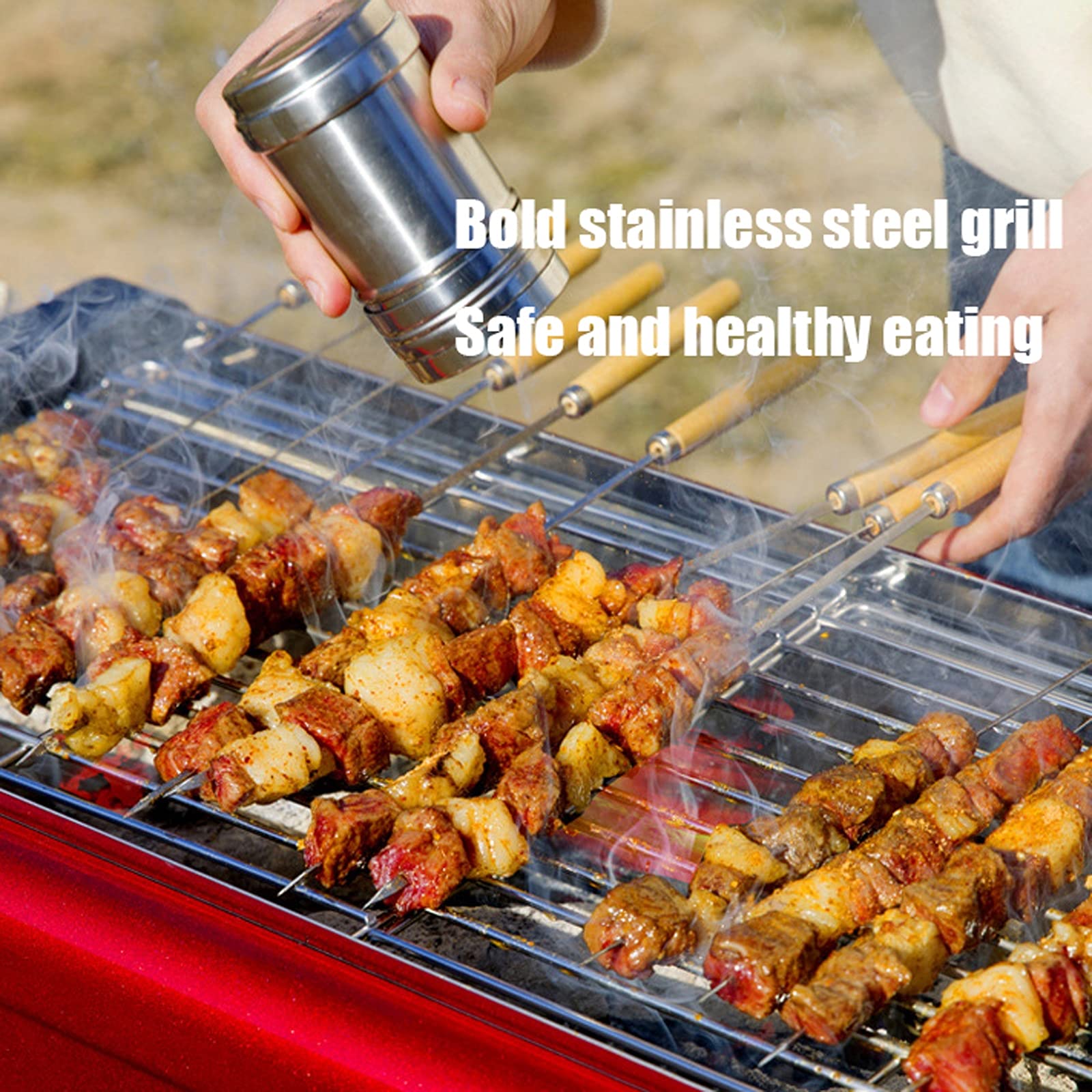 FAXIOAWA Griglia a Carbone, Mini Grill Griglia da Campeggio Pieghevole con Pala a Forchetta, Set di Attrezzi per Barbecue Portatile, Griglia per Barbecue dal Design Compatto