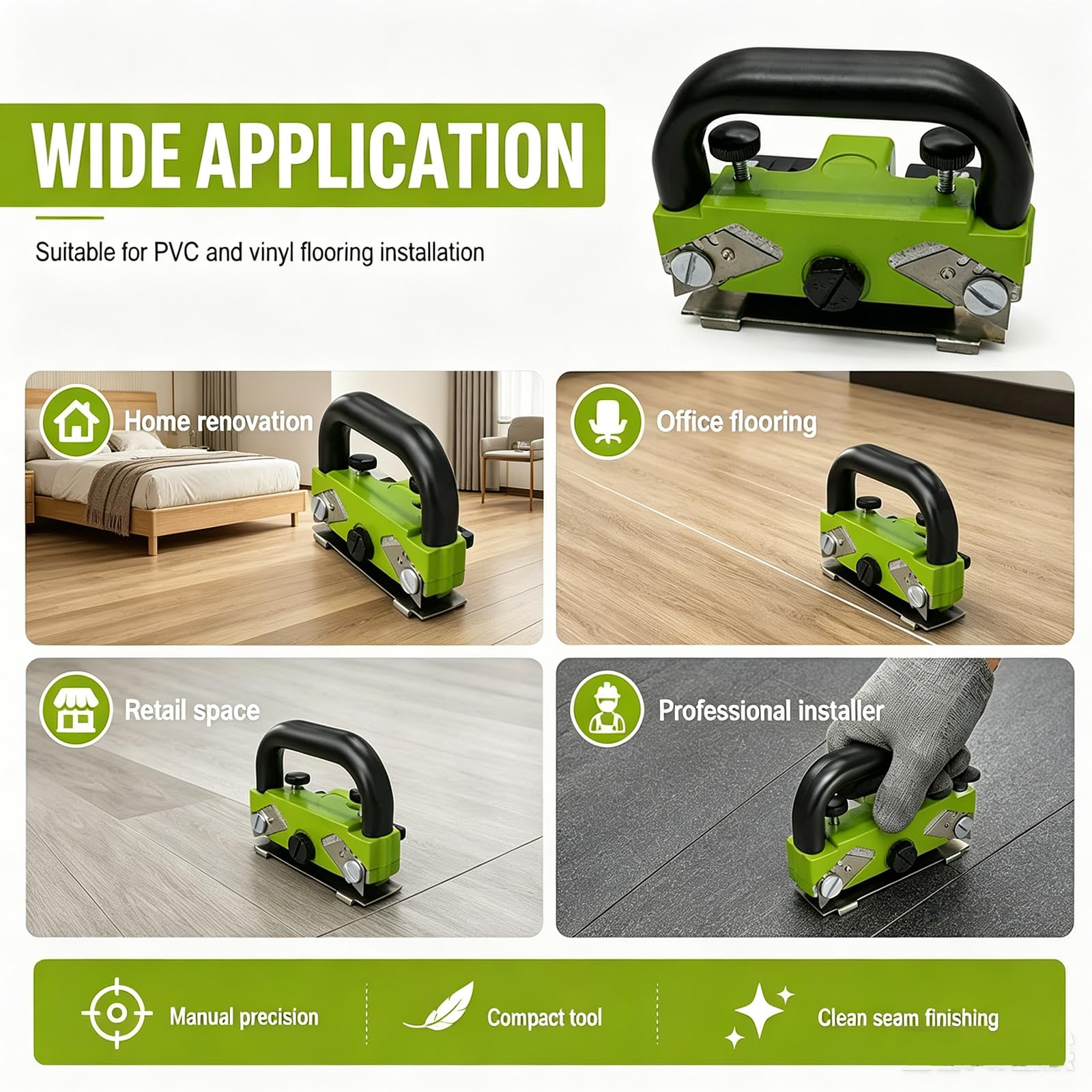 Cortador de costuras de piso de aleación de aluminio, altura de corte ajustable y hueco, hoja trapezoidal afilada para el hogar, oficina, decoración