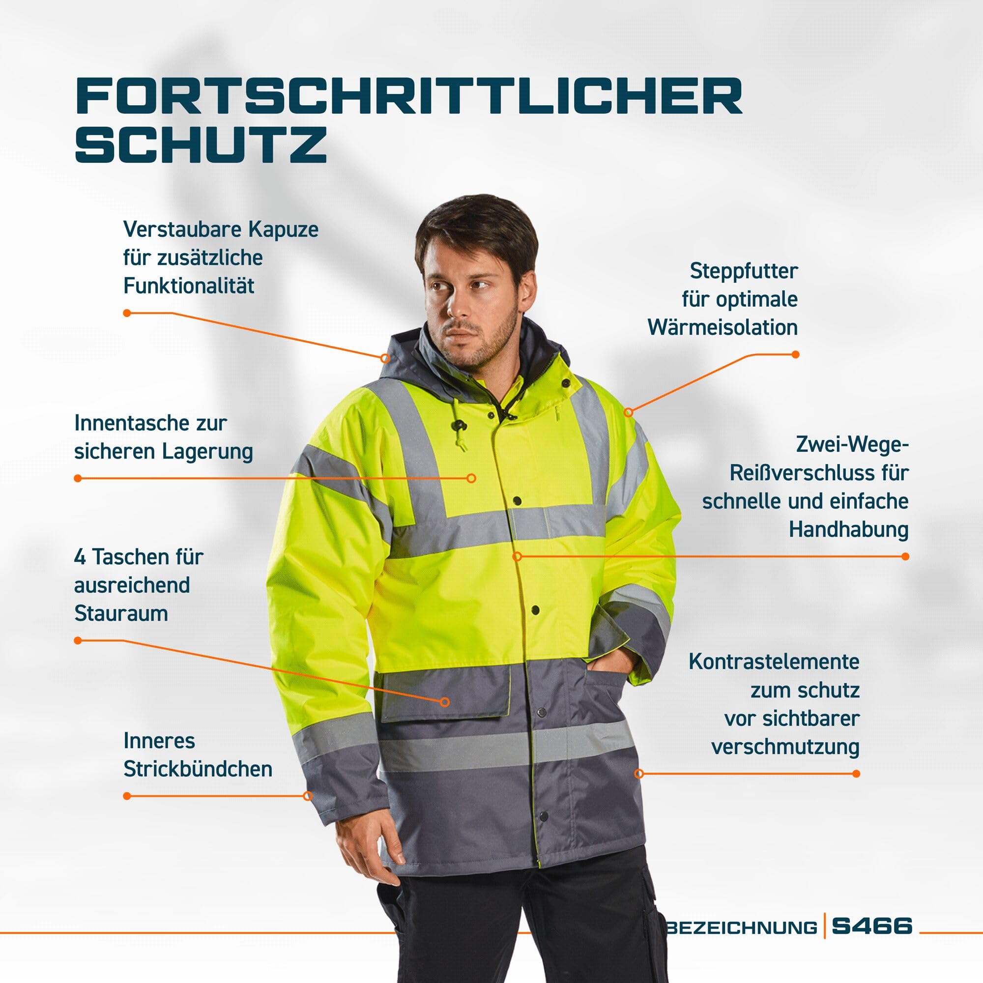Portwest Warnschutz Kontrast Traffic-Jacke, Größe: L, Farbe: Gelb/Royal, S466YRBL