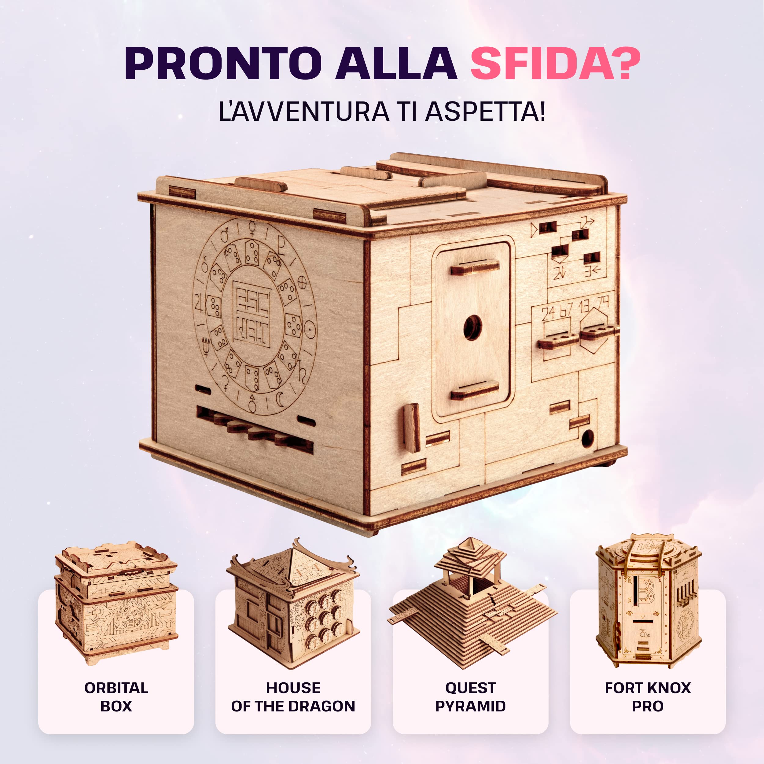 ESC WELT Space Box - Puzzle 3d in Legno - Rompicapo in Legno Difficile - Escape Room Gioco da Tavolo - Scatola Segreta Rompicapo con Scompartimento Nascosto - Giochi di Logica per Adulti
