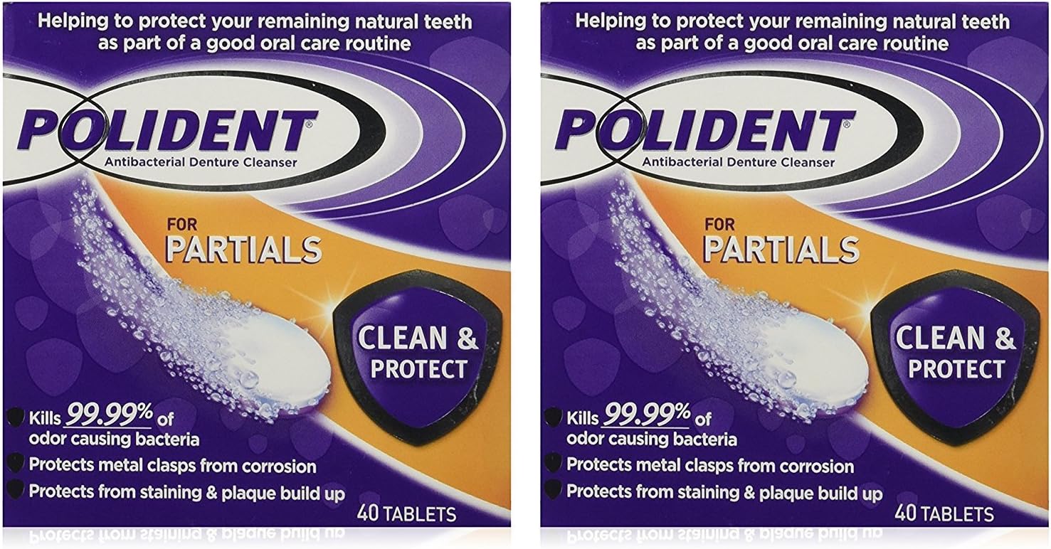 Polident Partials, Antibacterial Denture Cleanser 40 ea (Pack of 2) : Health & Household