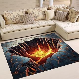 5' x 7' Optical Illusion Area Rug for Living Room 3D Lava Carpet Abstract Art Floor Mat Doormat Dining Room Bedroom Laundry Nursery