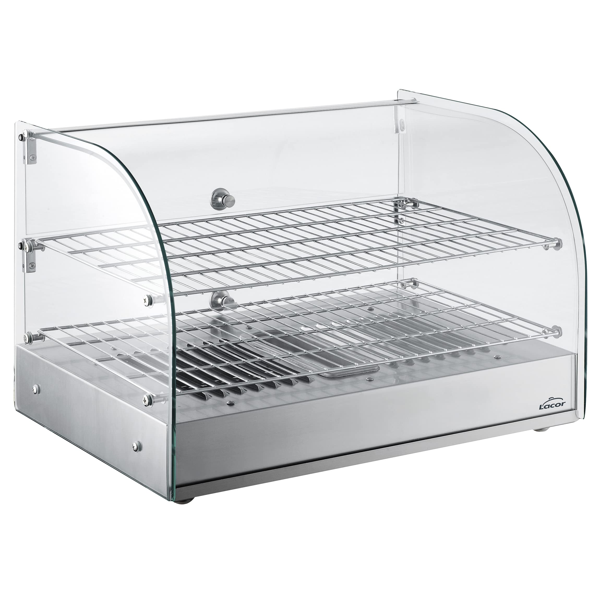 Lacor - 69604 - Vitrina Térmica, Expositor de Alimentos, Cristal y Acero Inoxidable, 800 W, Capacidad: 45 L, Termostato Regulable: 30ºC - 90ºC