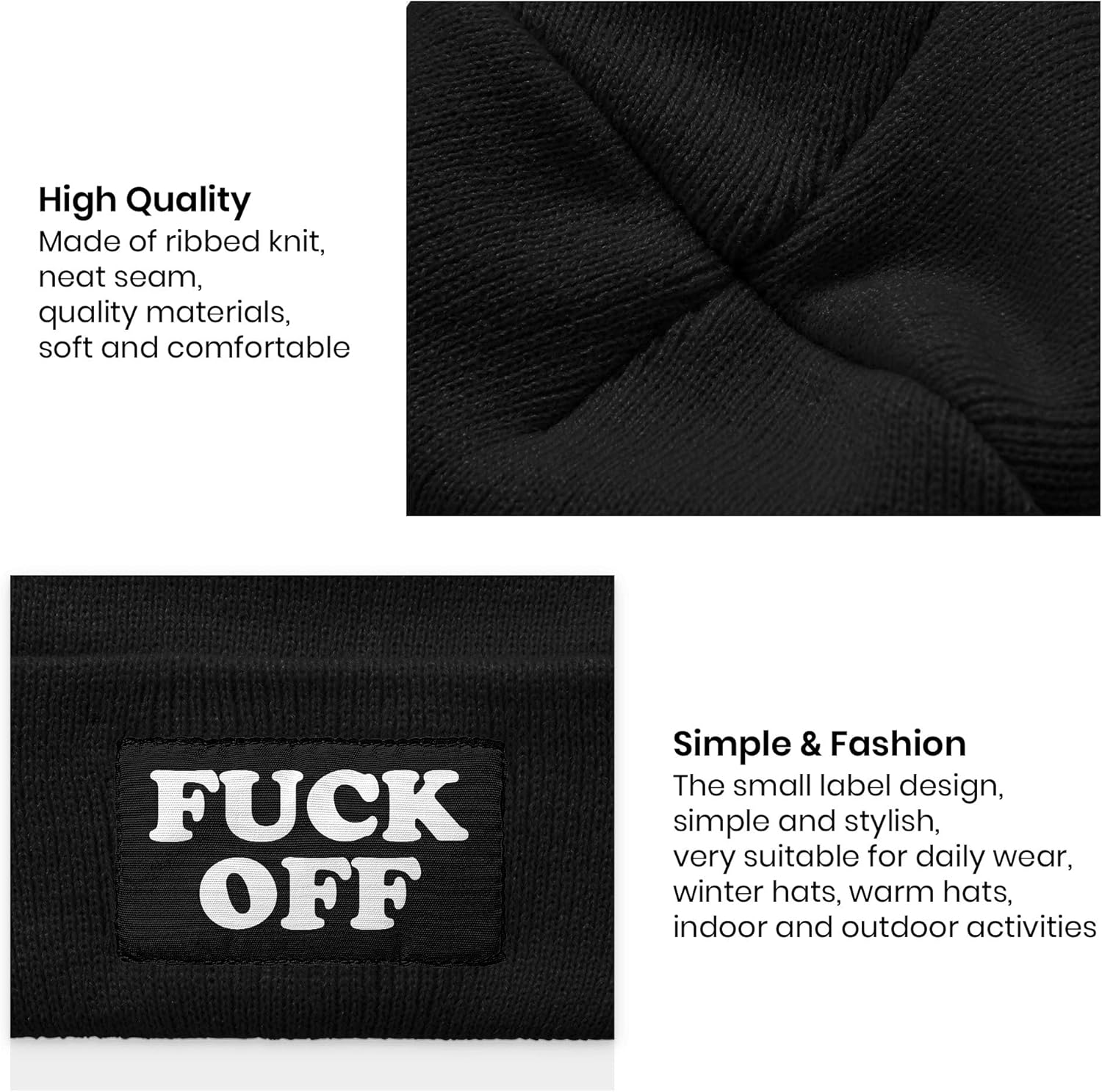 Fuck of Unisex Warm Winter Wool Hat Knit Beanie Skull Cap - Image 9