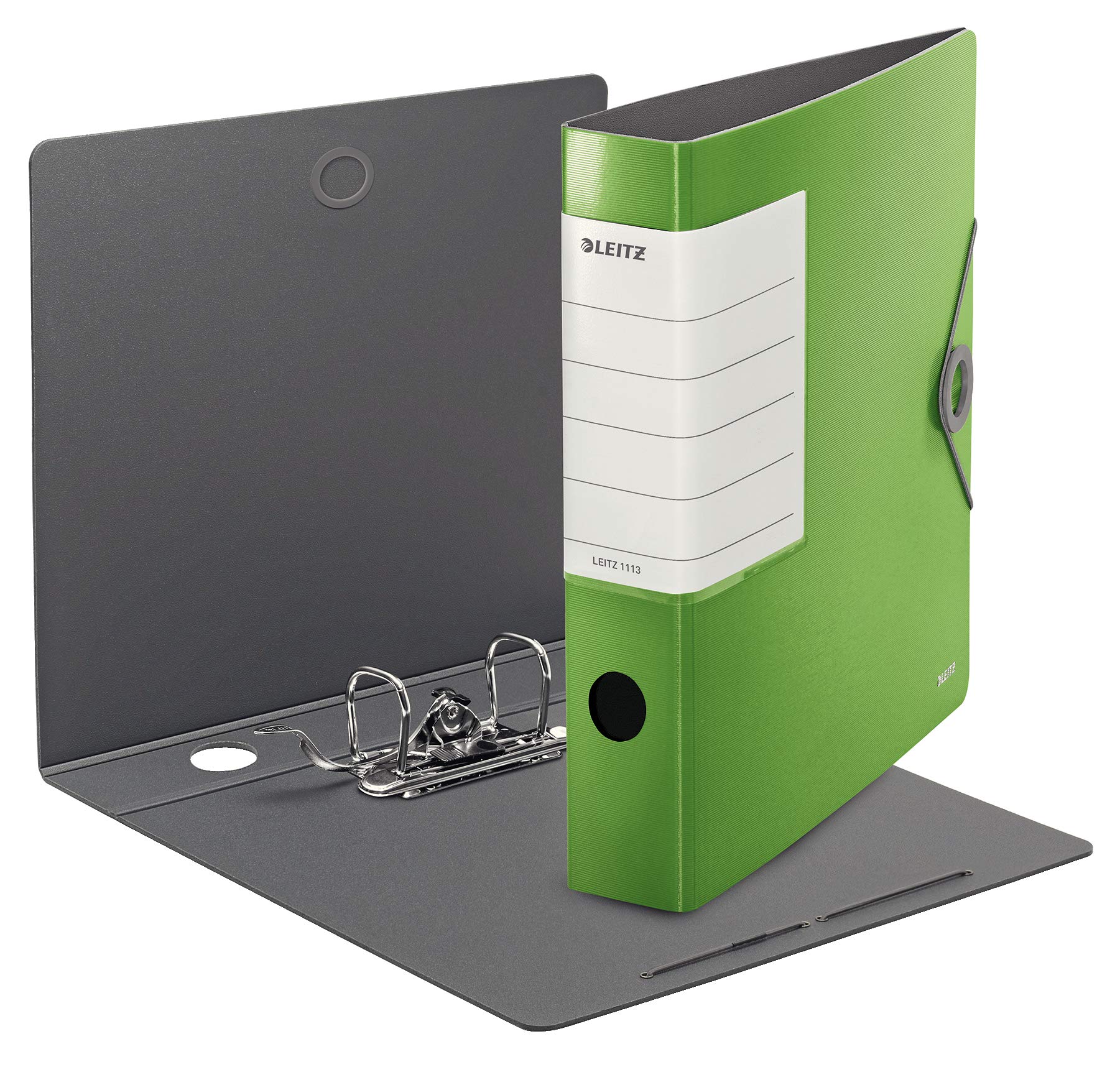 Leitz 11130050 - Raccoglitore di qualità a 180°, formato A4, sottile, verde chiaro, larghezza dorso 6,2 cm, chiusura con elastico, robusto polyfoam, targhetta posteriore sostituibile, extra larga