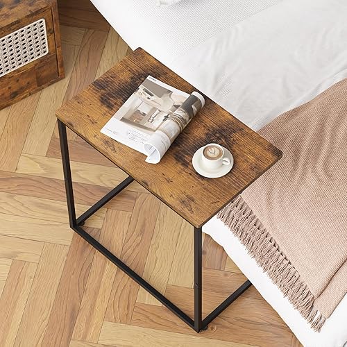 Miniatura 5 de Fixwal Mesa en C, mesa auxiliar en forma de C, mesa auxiliar de 20.5 pulgadas de ancho con pies ajustables para sofá, mesa de sofá para sala de