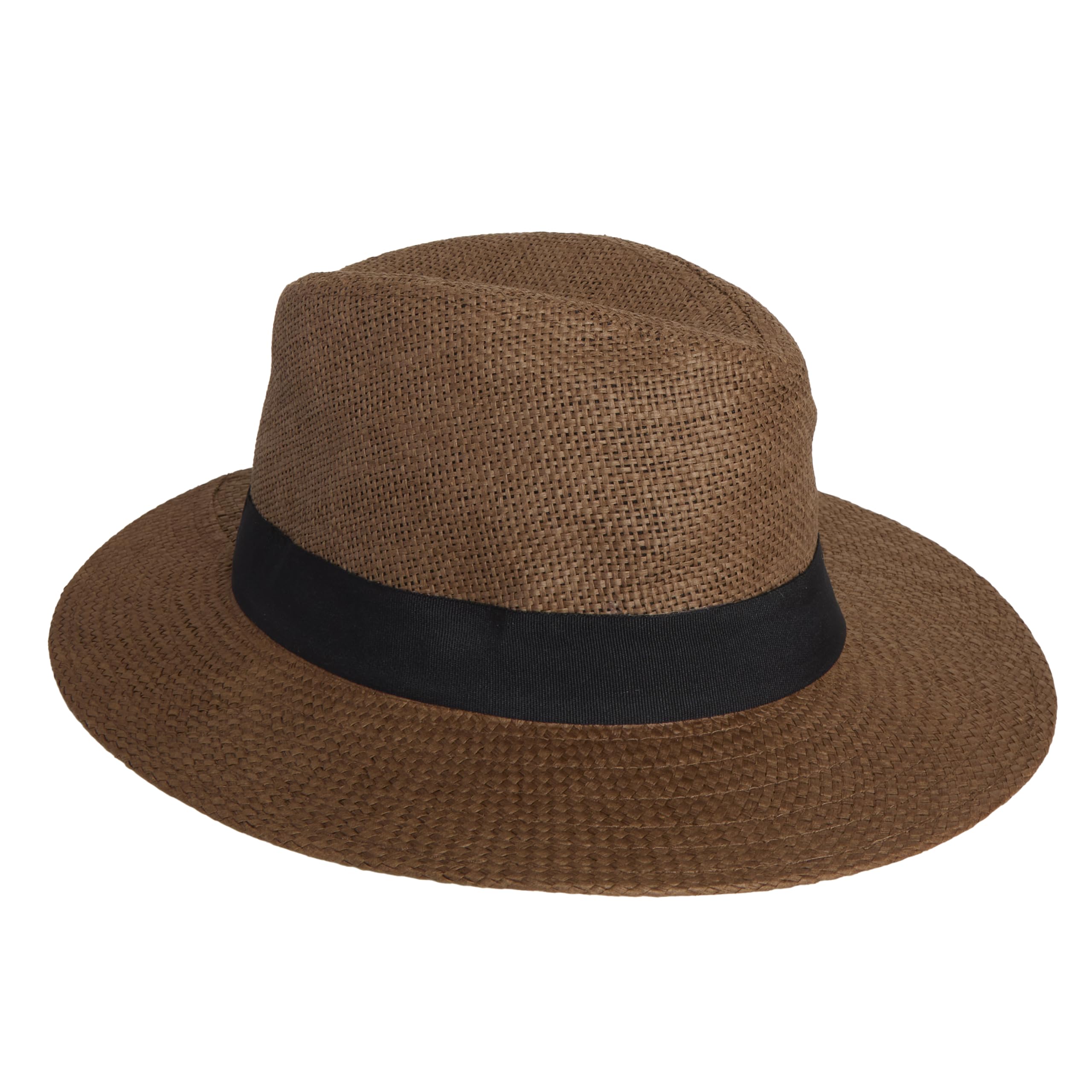Woodland Leathers Panama Fedora Trilby - Sombreros de paja para hombre, gorra de sol de playa, sombrero de panamá de lino, sombrero de panamá plegable para vacaciones, ocasiones inteligentes e