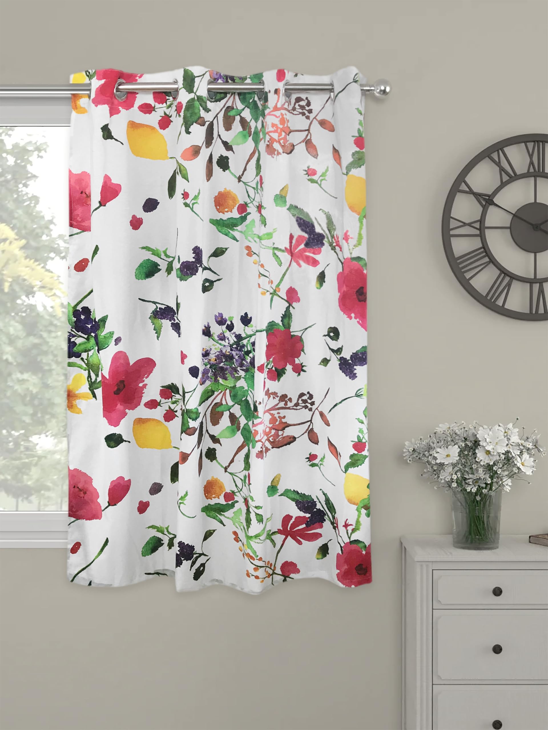 Oasis Home Collection Cotton Printed Window 5 Feet Eyelet Curtain - Water Color Print (Pack of 1)-image-18