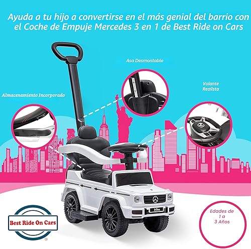 Miniatura 2 de Best Ride On Cars - Carriola al aire libre para niños Mercedes G-Wagon para niños pequeños de 1 a 3 años con música, sonidos de bocina y manija