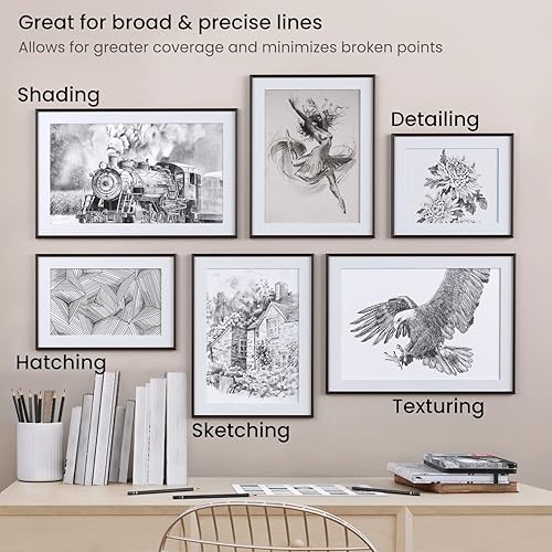 Miniatura 7 de ARTEZA Lápices de dibujo, juego de 12, dureza media (6B - 4H), lápices de grafito para bocetos y dibujo