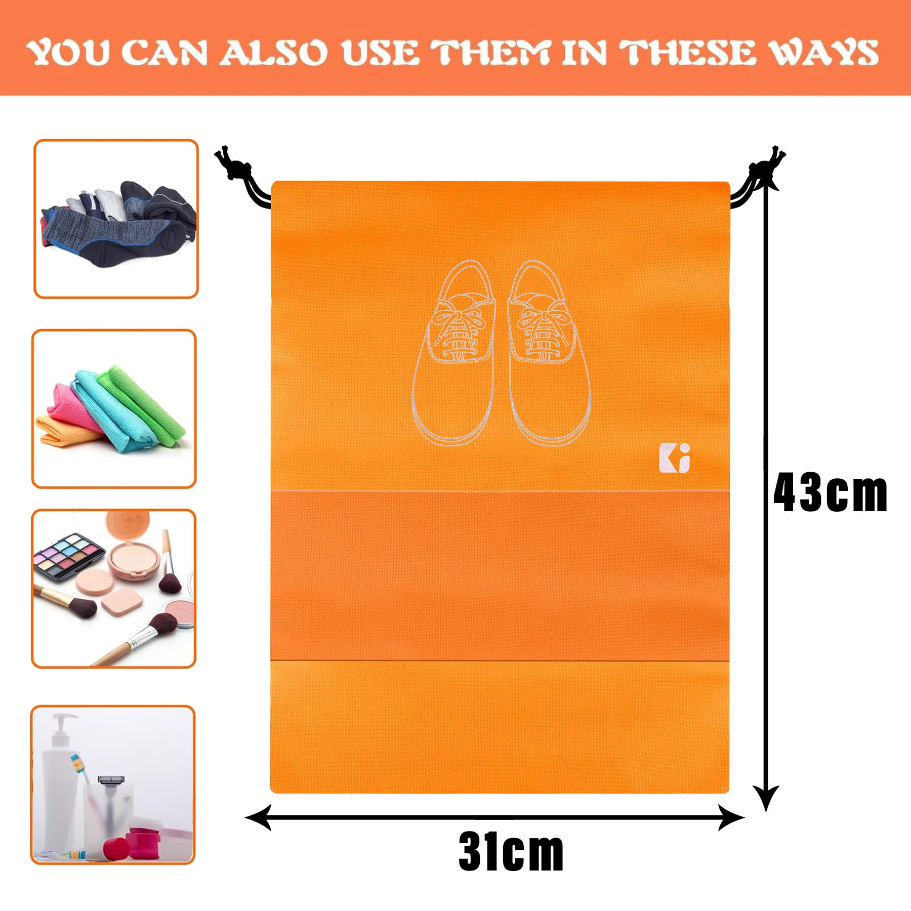 Kuber Industries Confezione da 10 sacchetti per scarpe | Borse per scarpe da viaggio | Borse per scarpe in tessuto non tessuto | Set organizer | Copertura per scarpe con finestra trasparente |