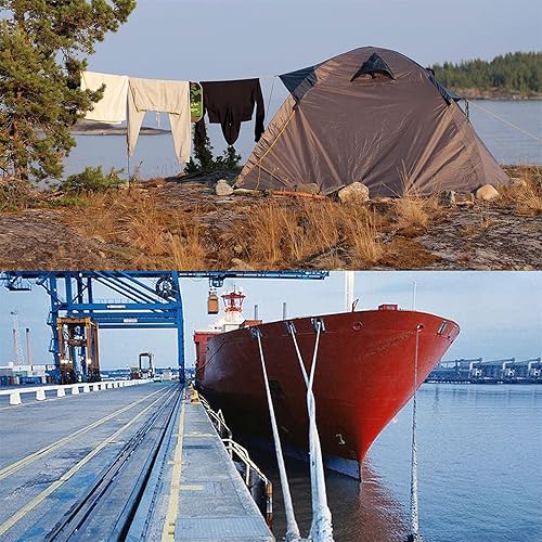 Miniatura 5 de Cuerda de polipropileno sintético trenzado de 34 pulgadas de 100 pies, cuerda de manila artificial, adecuada para trabajo en árboles, camping,