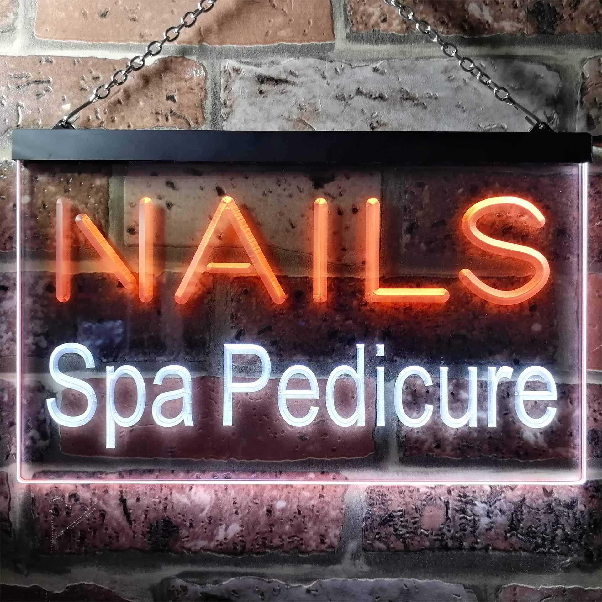 ADVPRO Nails SPA Pedicure Beauty Salon Dual Color LED Enseigne Lumineuse Neon Sign Blanc et Orange 600 x 400mm st6s64-i0357-wo