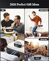 Vista 8 de COLSUR Bluetooth Speaker with Wireless Charger, FM Radio, Dimmable LED Night Light, Stereo Sound Dual Wireless Speakers, 2500mAh Portable Speaker