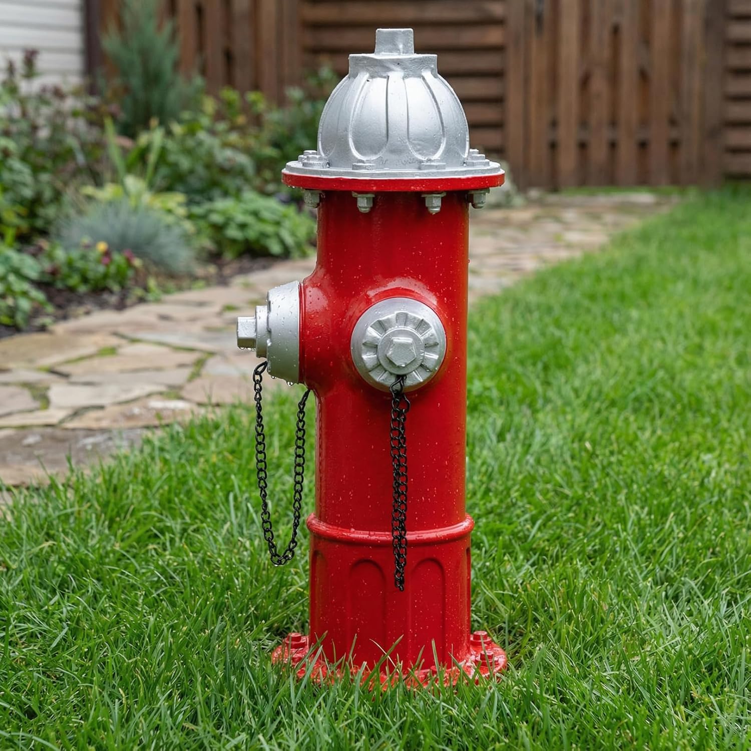 Fake Fire Hydrant Statue, Training Dogs to Pee on Outdoor Courtyard Ornament Decorations, Porch Yard Garden Decor Firefighter Gift (14.5" High, Classics)