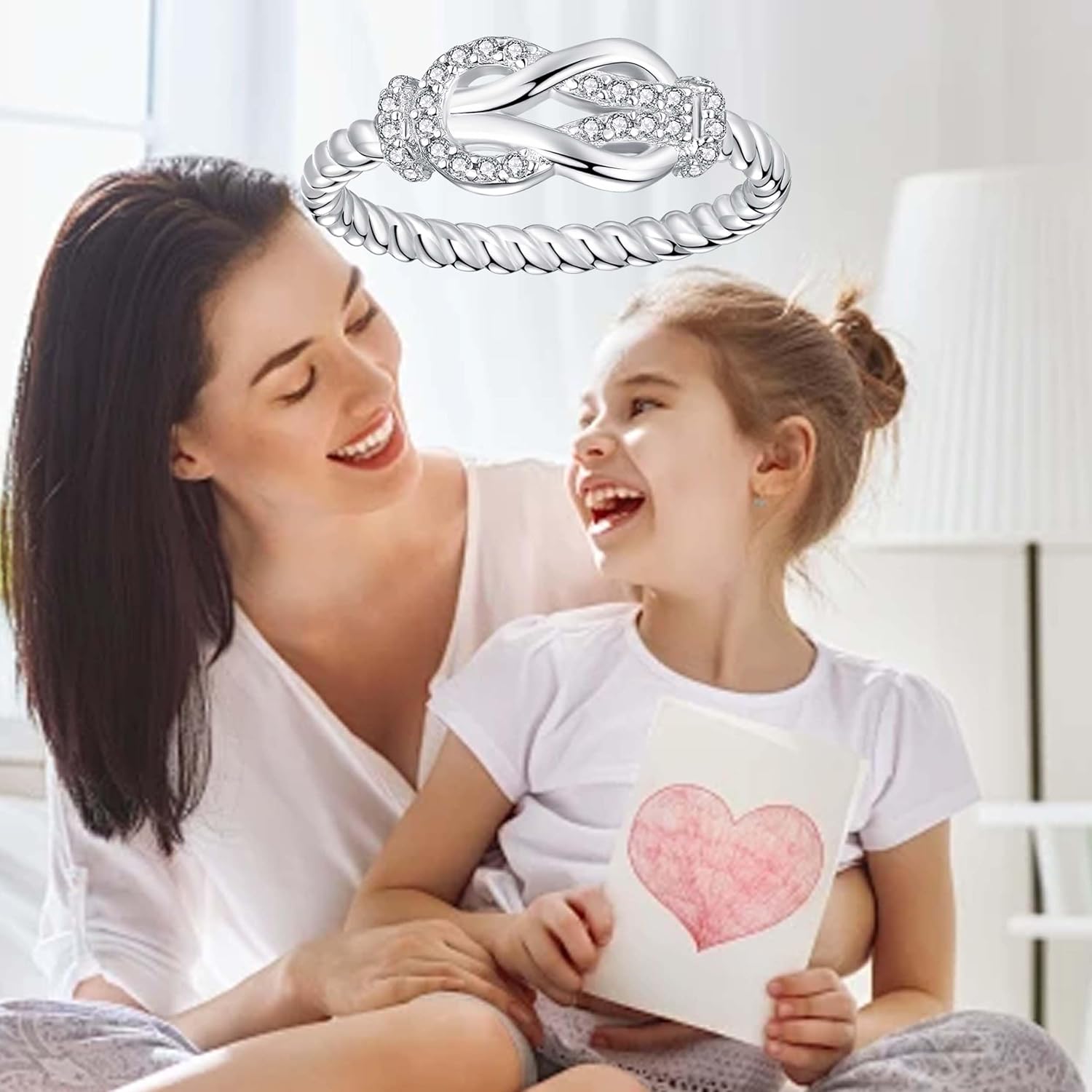 Mother Daughter Rings: Sterling Silver Infinity Love Ring Forever Knot Ring - Mothers Day Birthday Christmas Jewelry Gifts for Mom Daughter Grandmother Granddaughter - Image 5