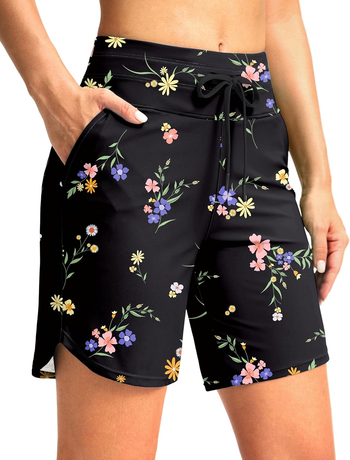 G Gradual Women's 7" High Waisted Swim Board Shorts with Pockets Quick Dry Beach Swimming Shorts for Women with Liner