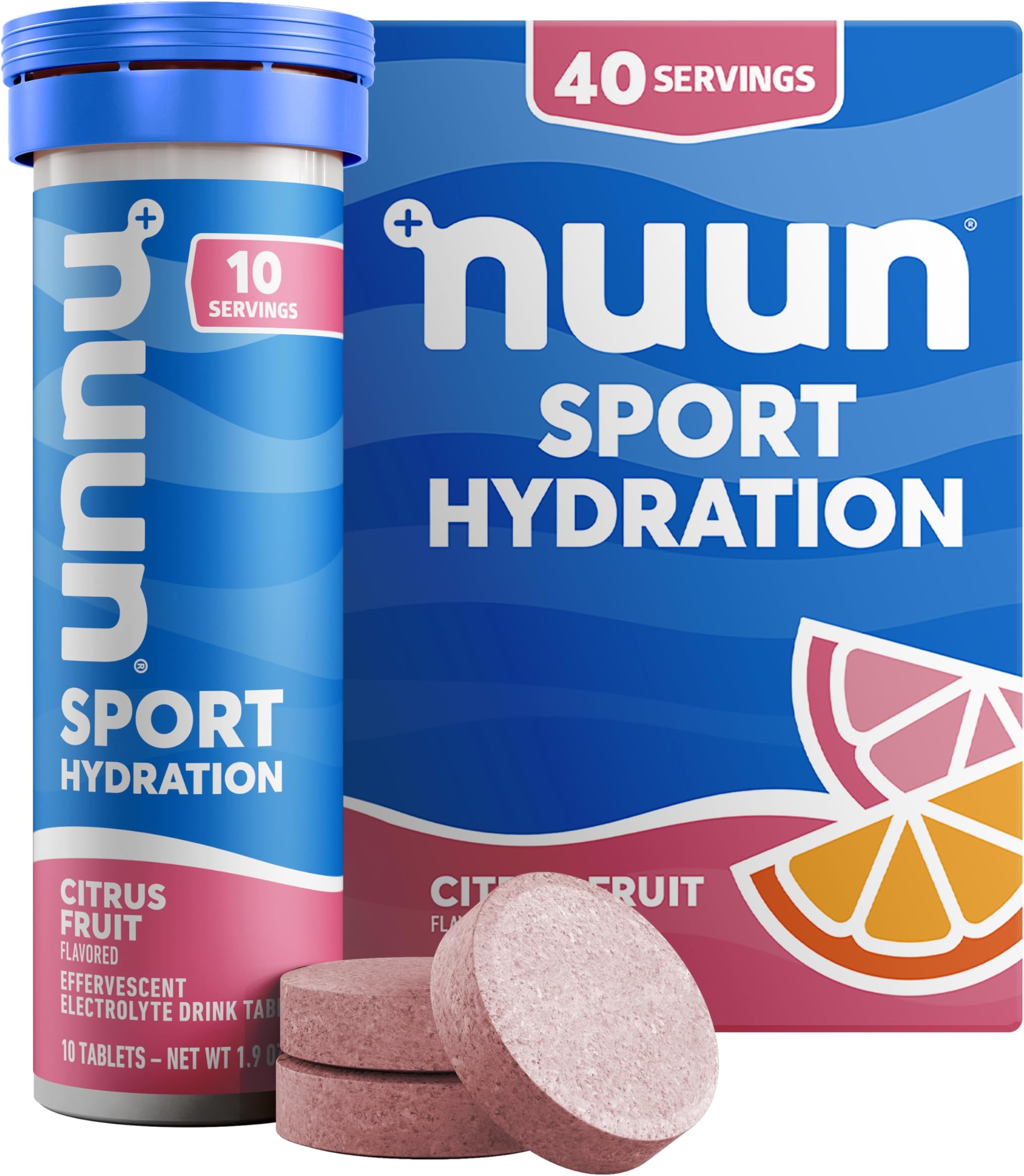 New Nuun Active: Hydrating Electrolyte Tablets, Citrus Fruit, Box of 4 Tubes by Nuun