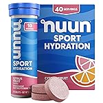 Nuun Sport Electrolyte Tablets with Magnesium, Calcium, Potassium, Chloride & Sodium, Gluten Free & Vegan, Citrus Fruit, 4 Pack (40 Servings Total)