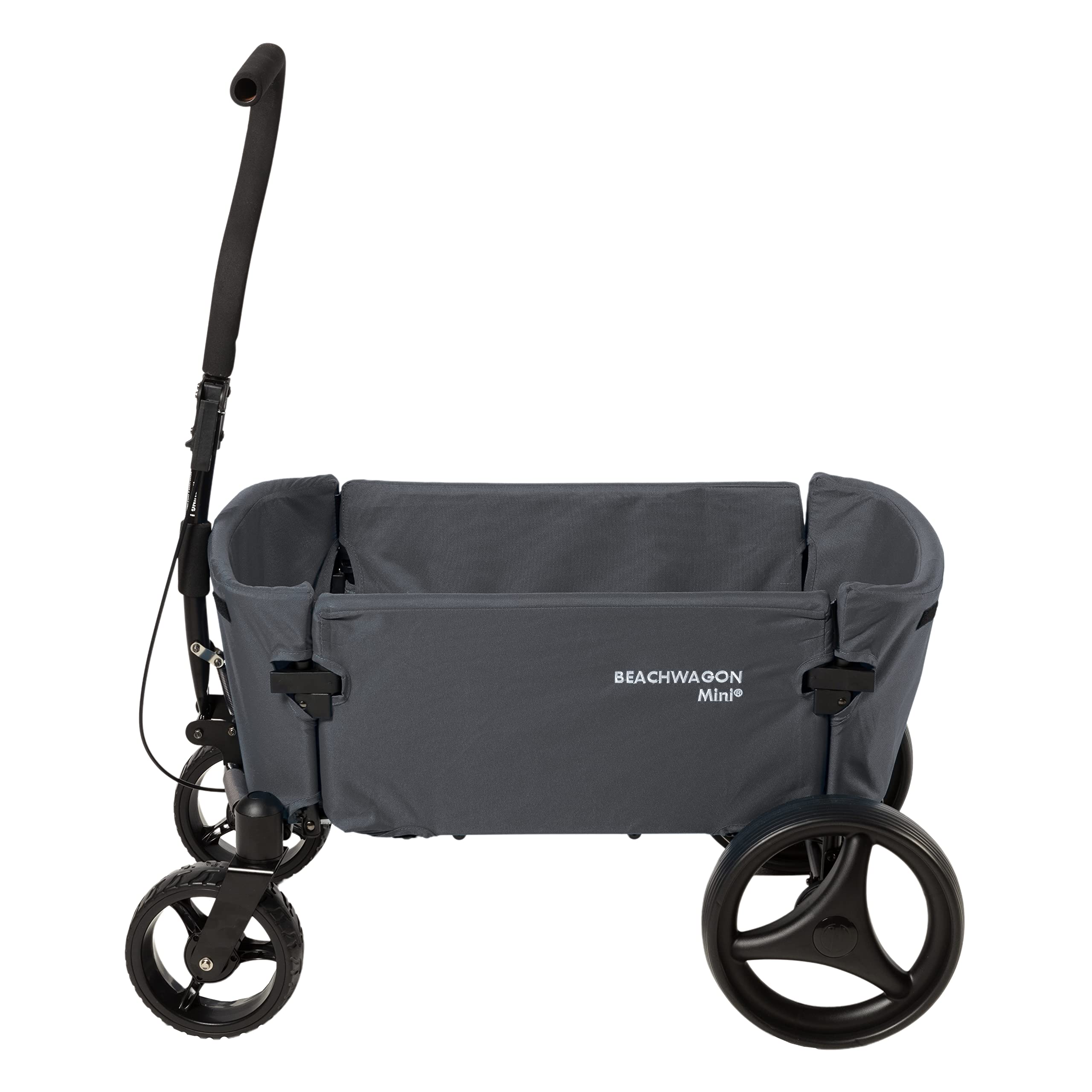 Beach Wagon Faltbarer Bollerwagen MINI Combideal - 40 kg - Kompakter und Leichter Handwagen mit Fleece Wanneneinlage - Strandwagen, Gartenwagen und Campingwagen - Dunkelgrau