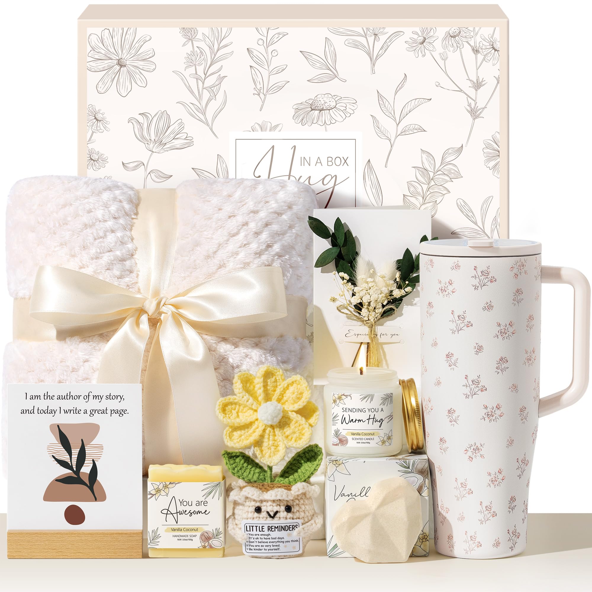 Regalo per la festa della mamma per la mamma e le donne, regalo di compleanno per la cura di sé, cestino regalo per il bagno alla vaniglia e cocco, confezione regalo per lei con biglietti di