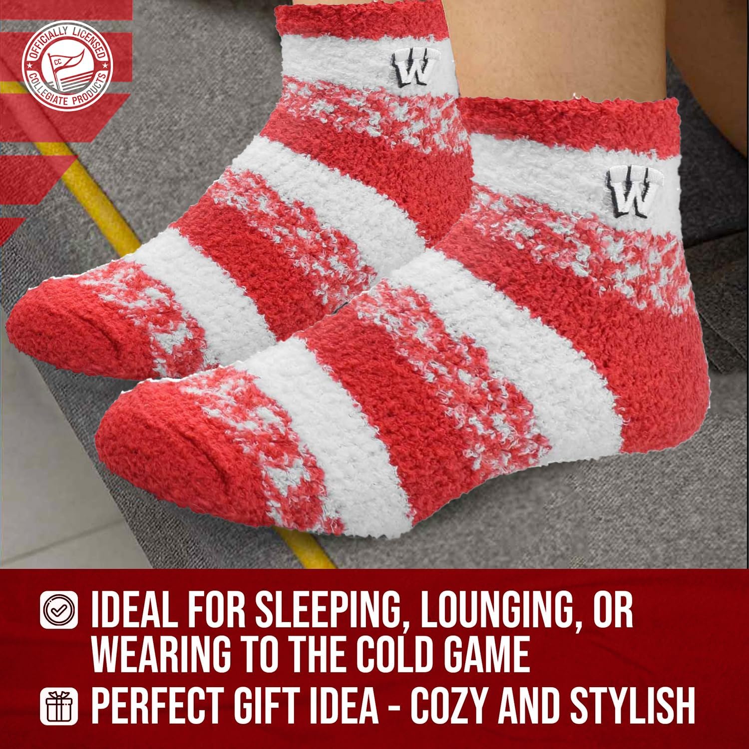 For Bare Feet NCAA Unisex Cozy Soft Sleep Socks, Ankle Length Lounge, One Size Fits Most, Ultimate Comfort