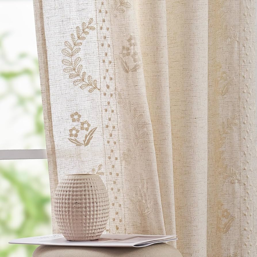Amazon.com: jinchan Belrose Linen Curtains for Bedroom